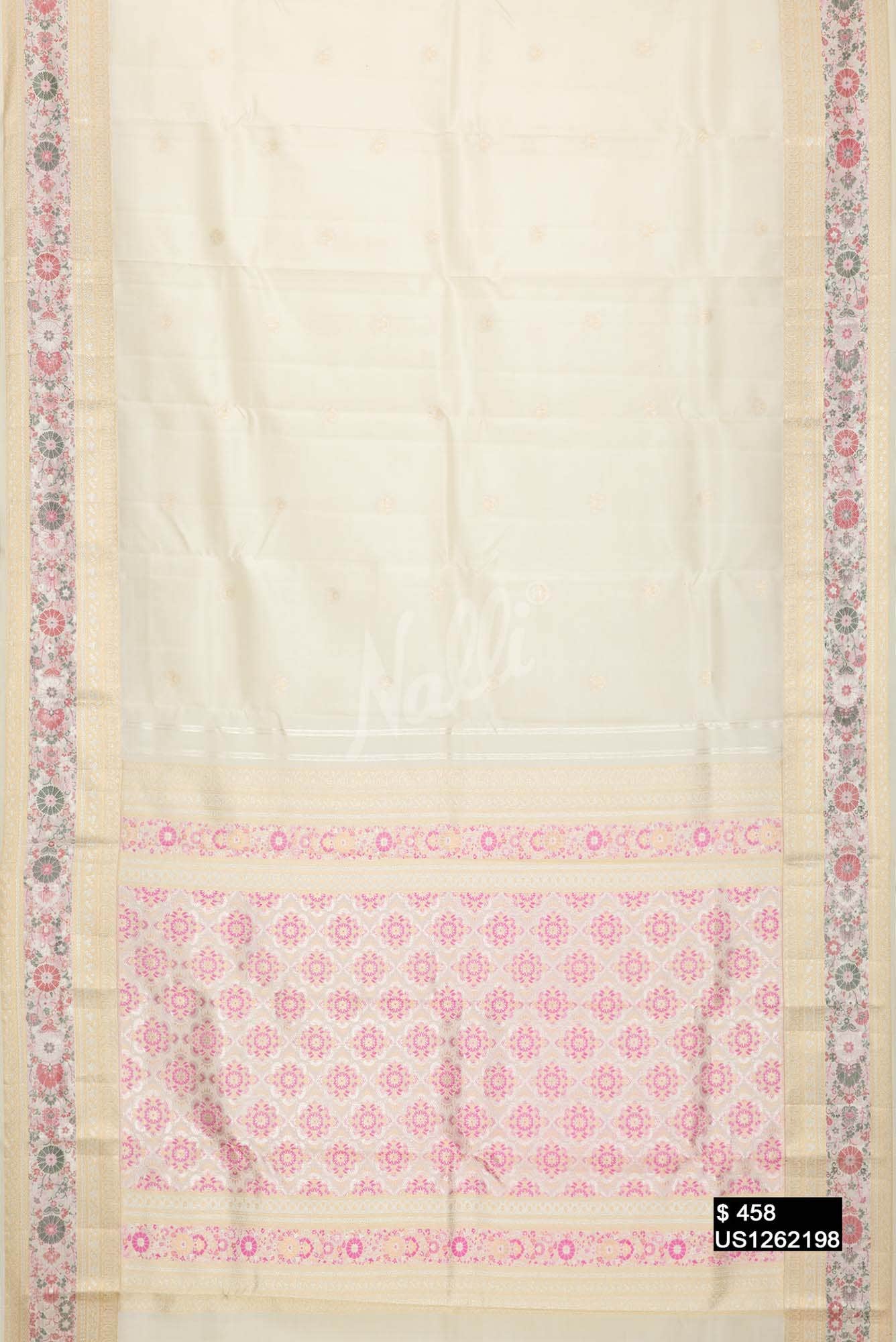 Off White Kanchipuram Silk Saree