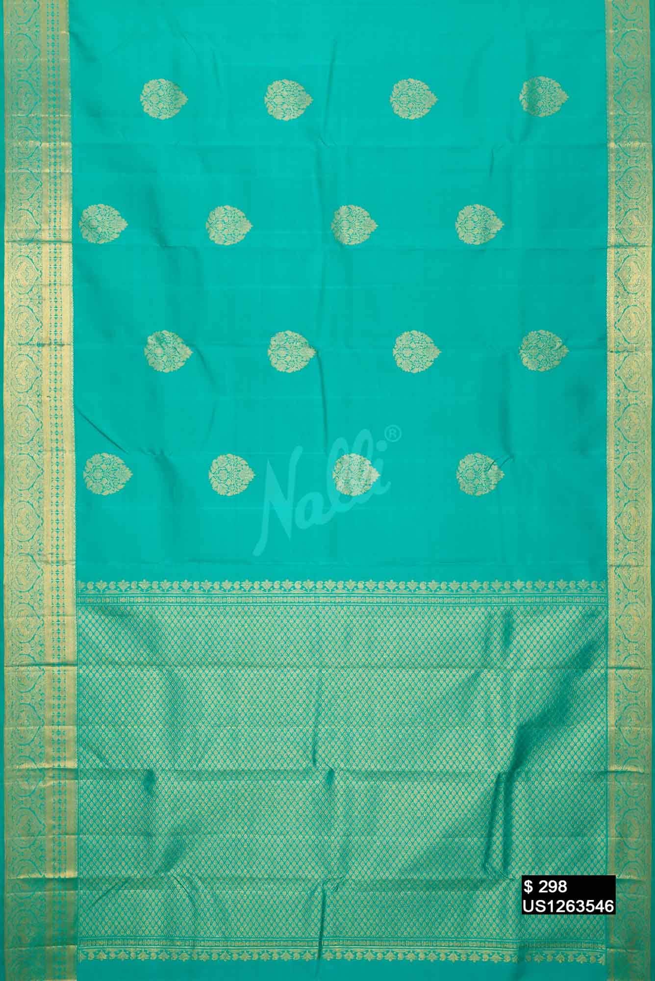 Sea Green Kanchipuram Silk Saree