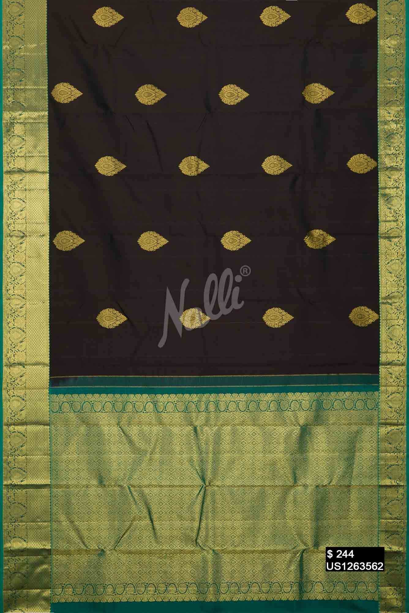 Bottle Green Kanchipuram Silk Saree