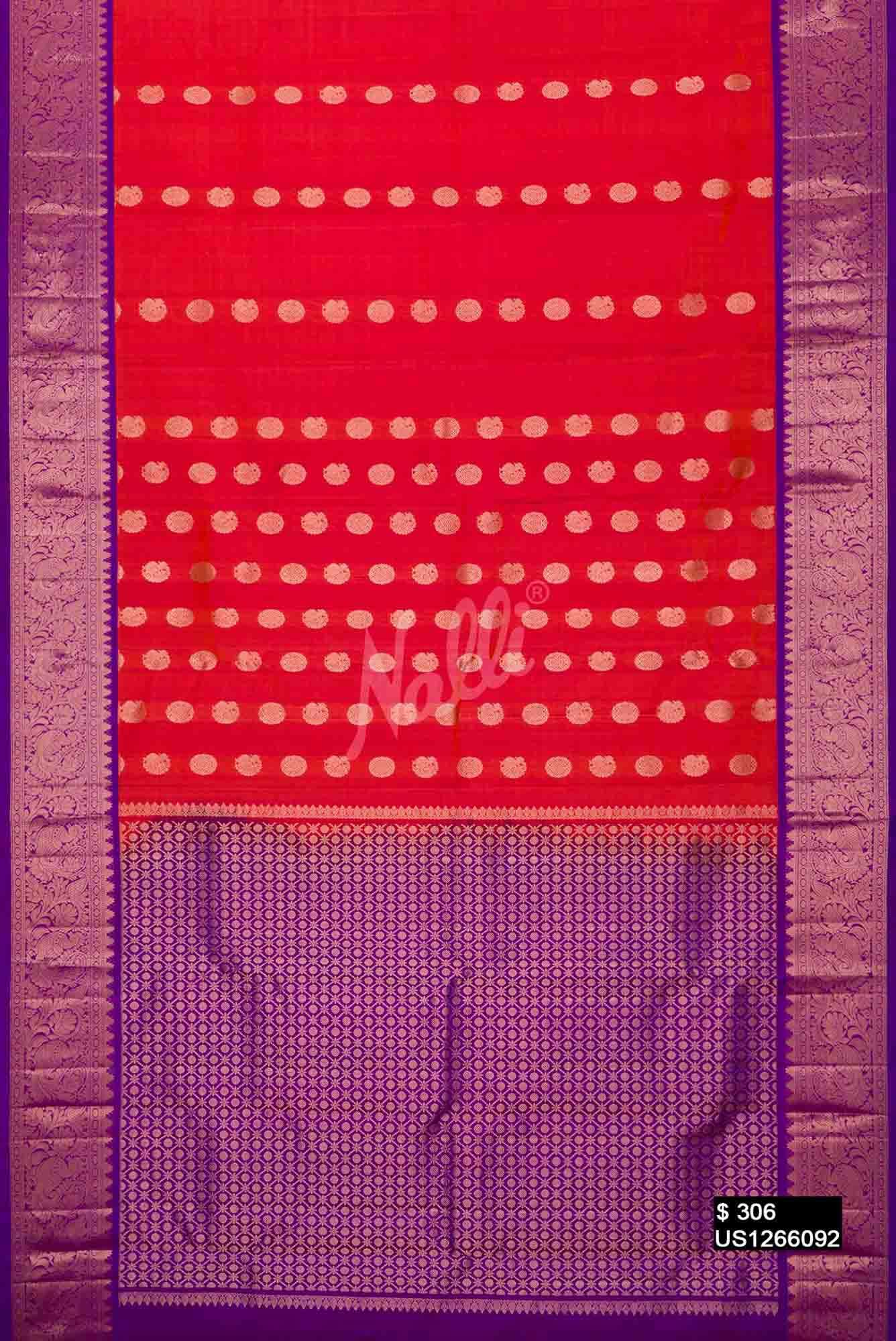 Brick Orange Kanchipuram Silk Saree