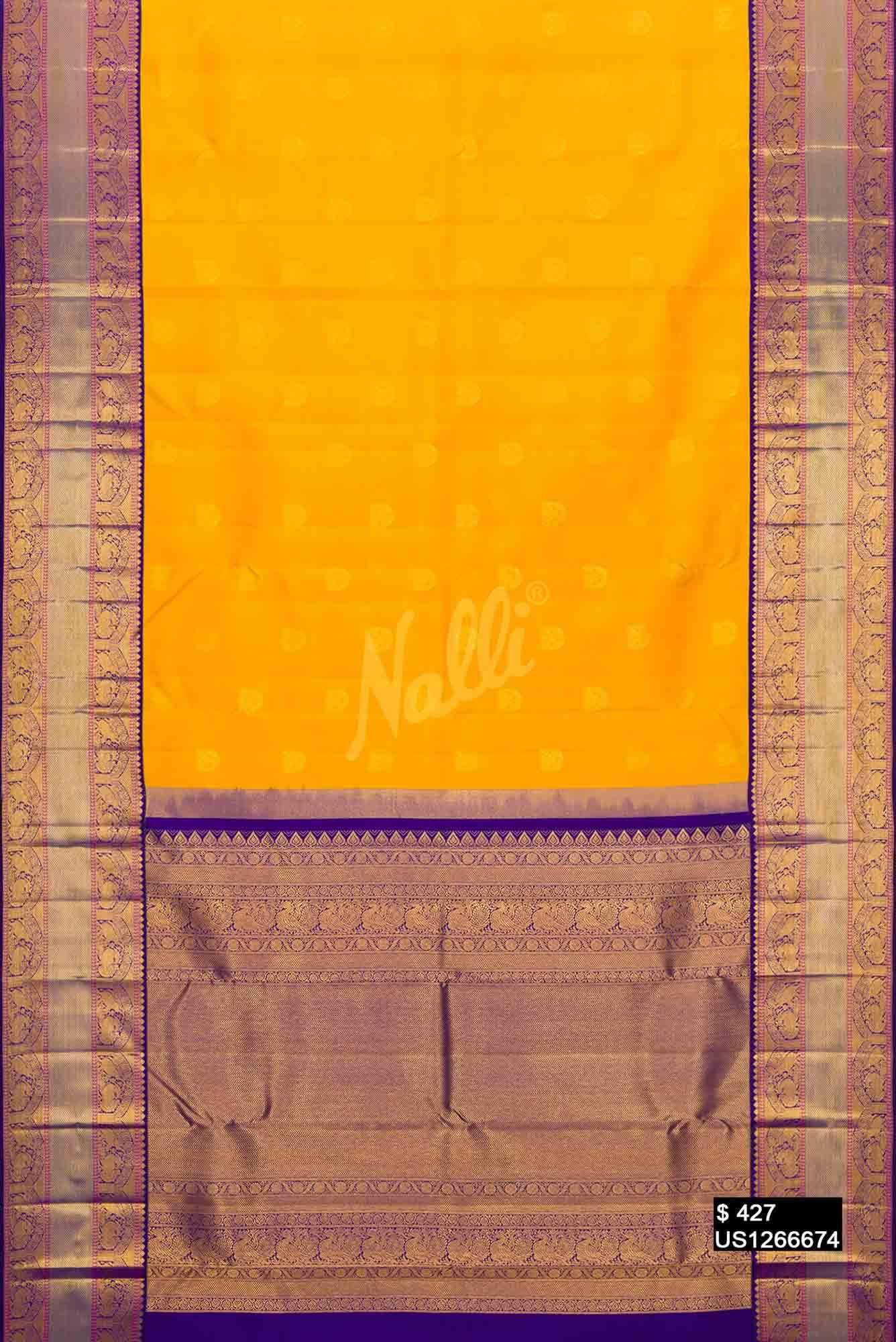 Yellow Kanchipuram Silk Saree