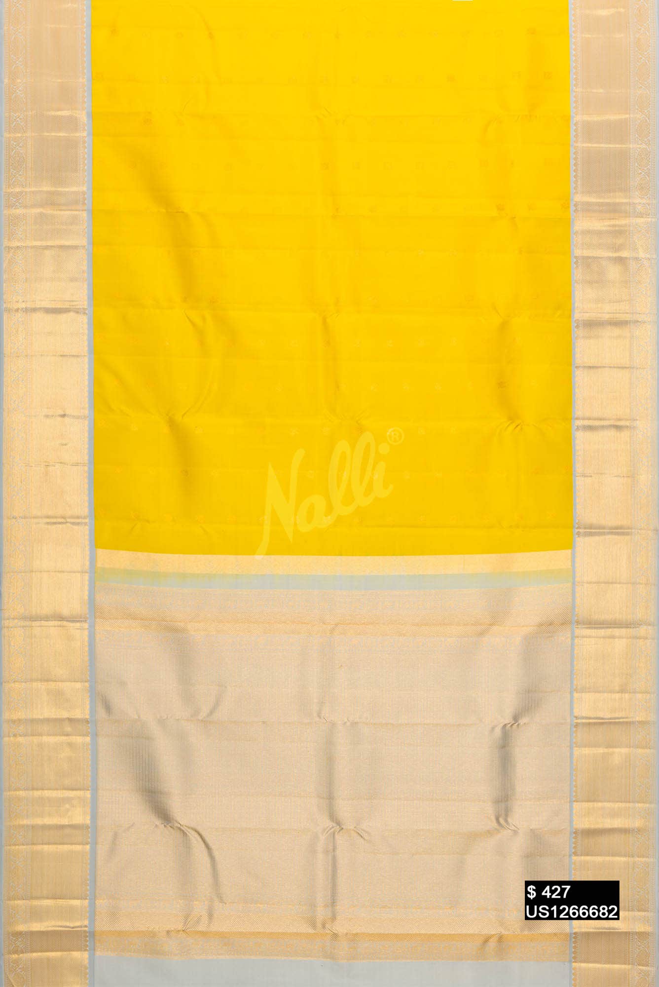 Lemon Yellow Kanchipuram Silk Saree