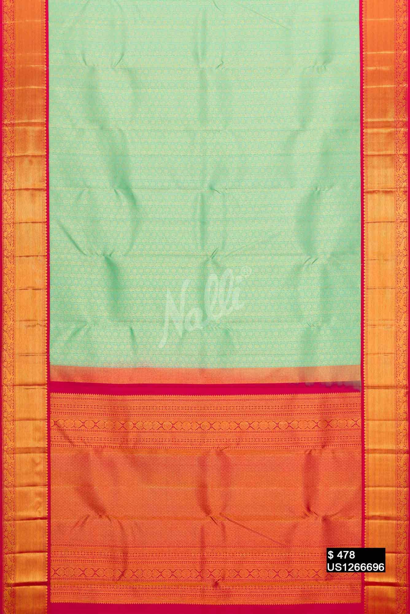 Sea Green Kanchipuram Silk Saree