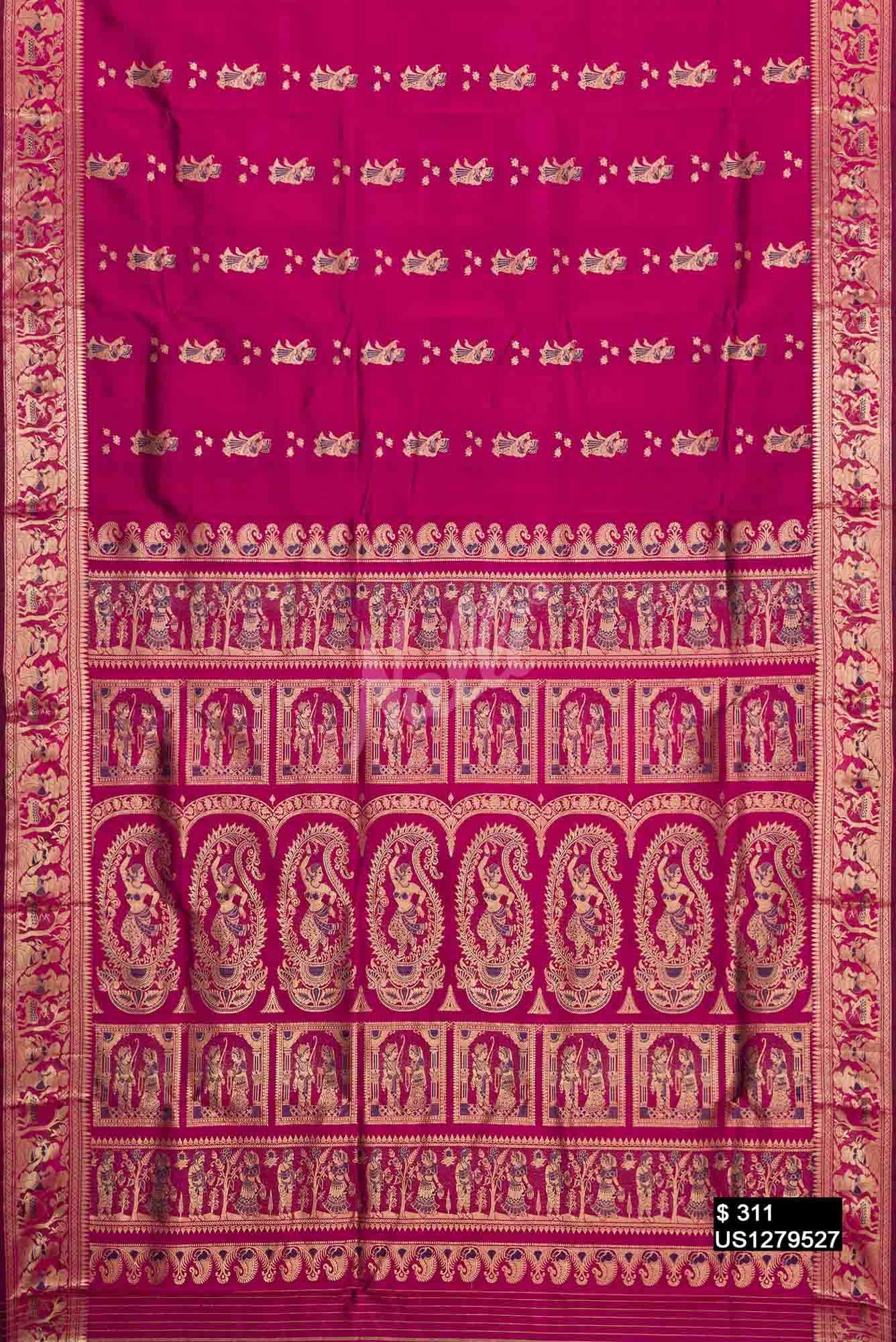 Magenta Baluchari Silk Saree