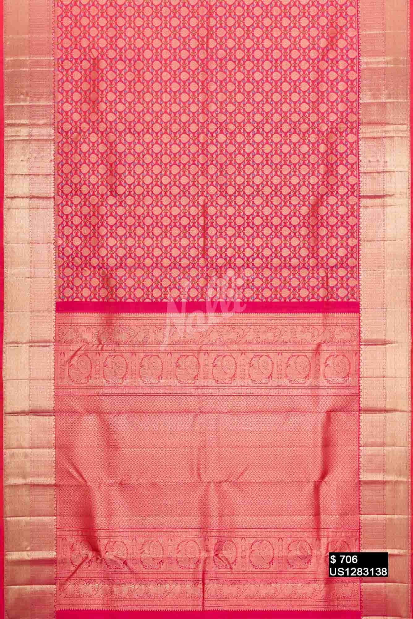 Pink Kanchipuram Silk Saree