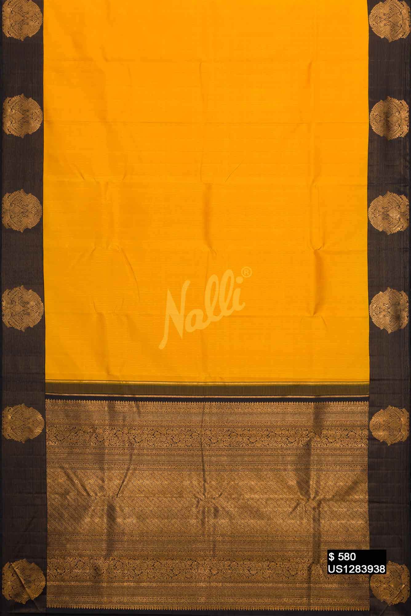 Mustard Kanchipuram Silk Saree