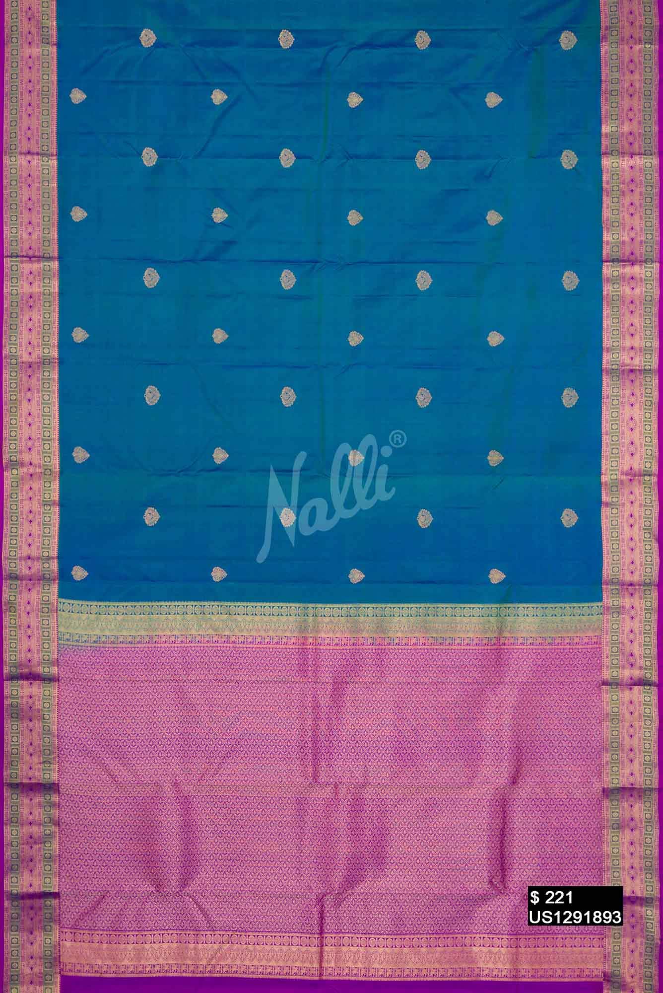 Peacock Blue Kanchipuram Silk Saree