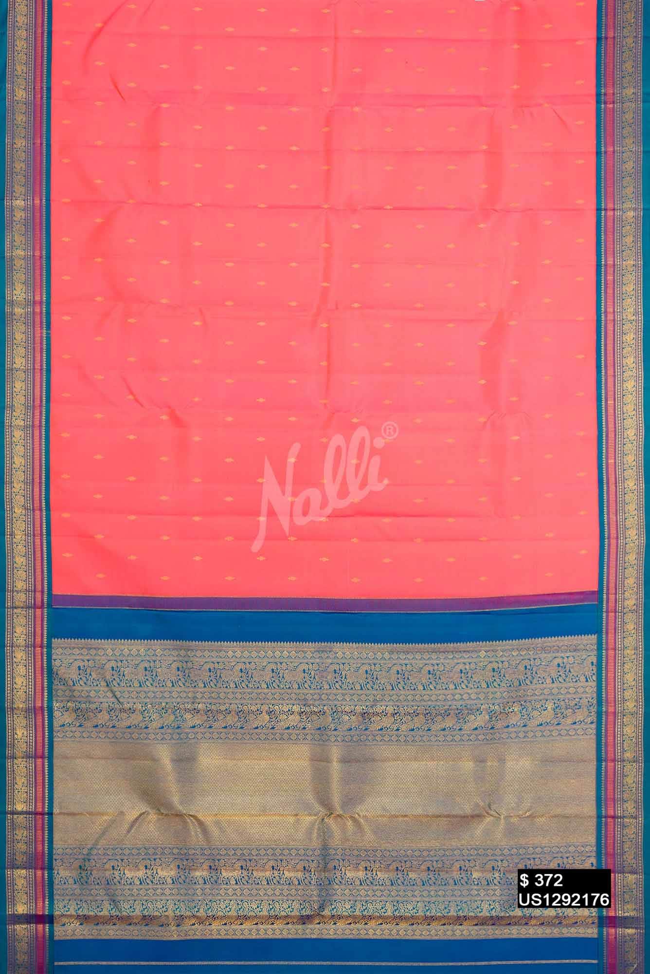 Coral Kanchipuram Silk Saree