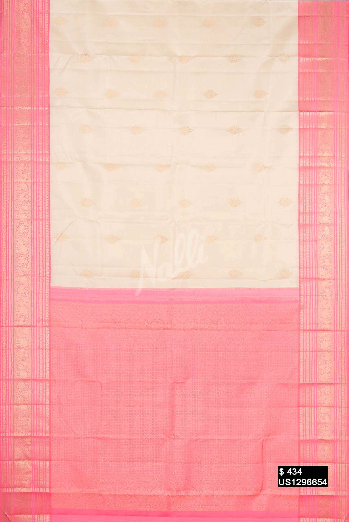 Off White Kanchipuram Silk Saree