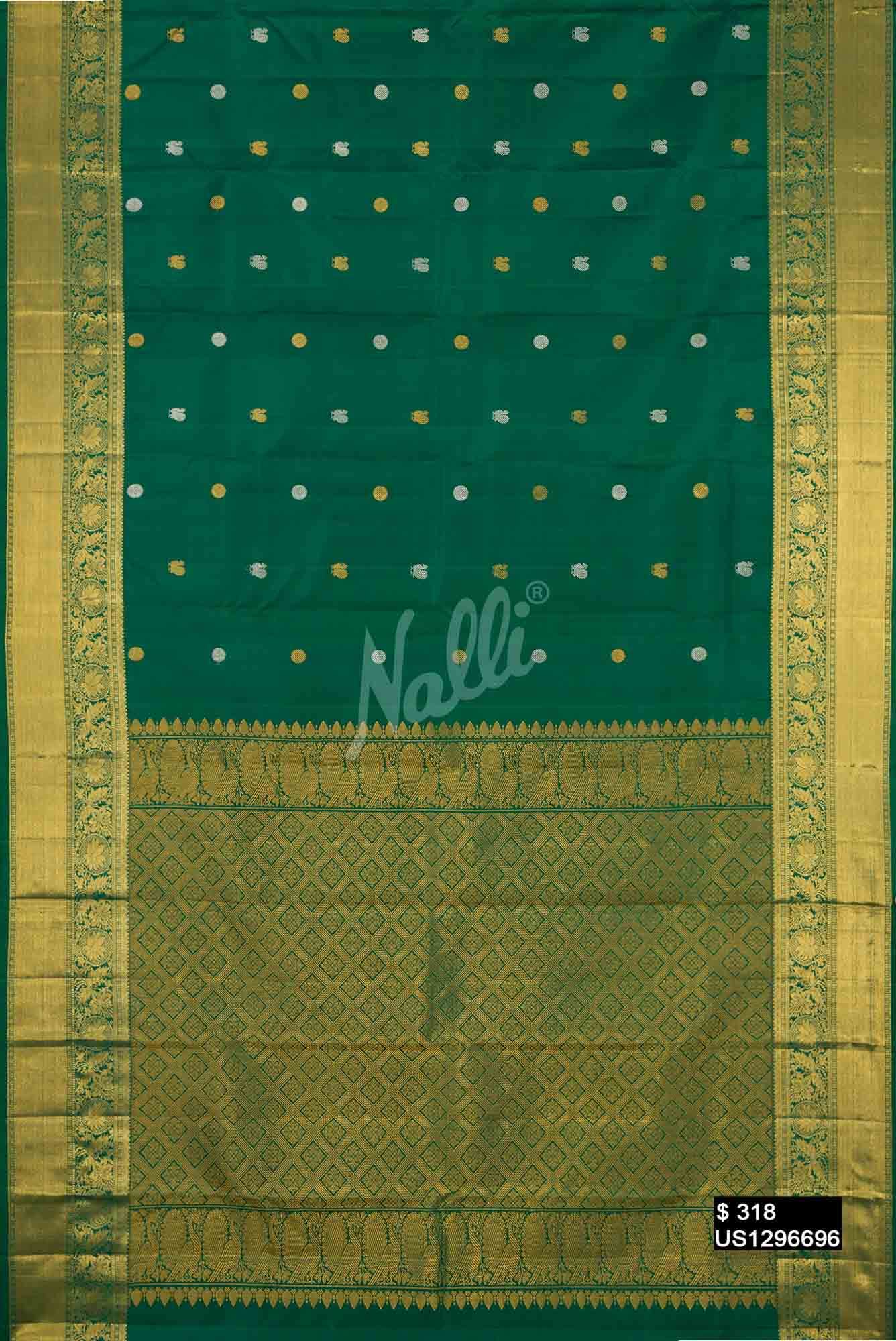 Bottle Green Kanchipuram Silk Saree