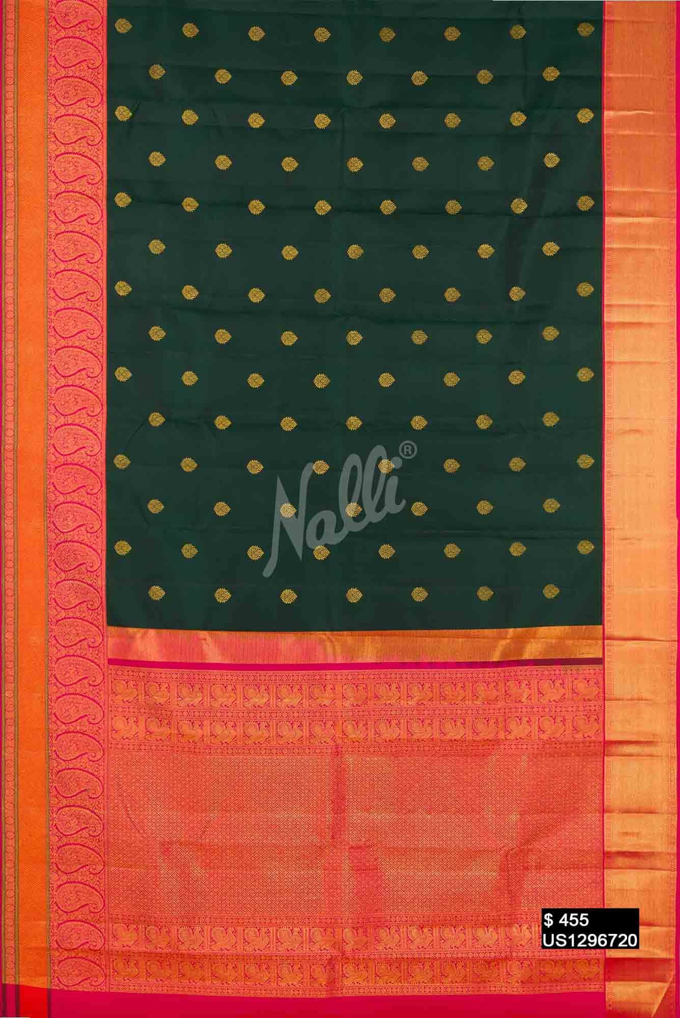 Bottle Green Kanchipuram Silk Saree