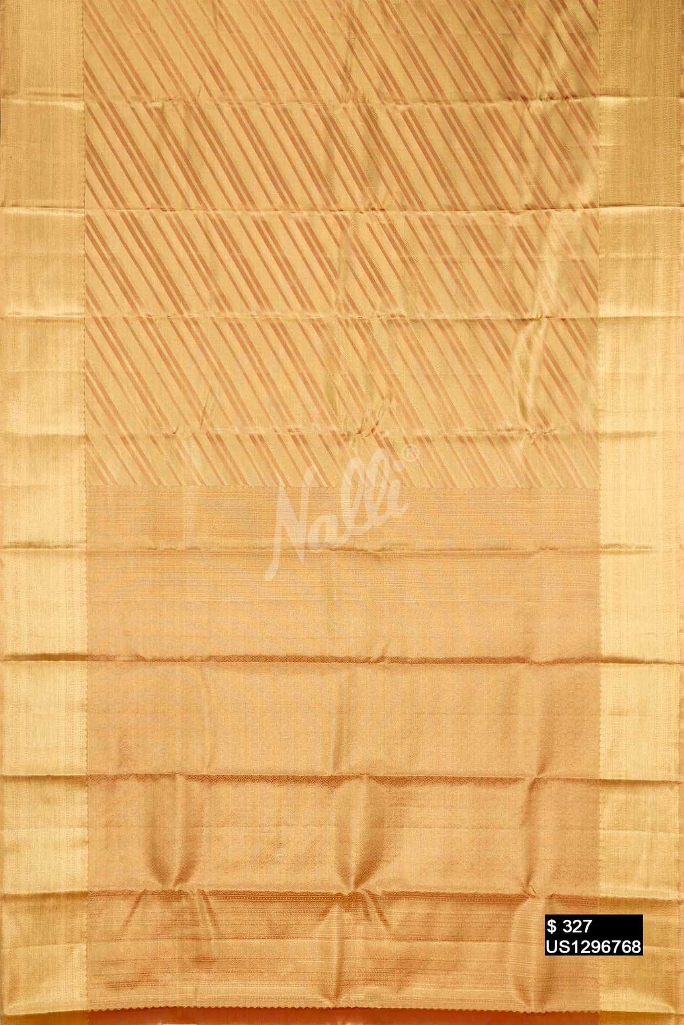 Golden Peach Kanchipuram Tissue Silk Saree