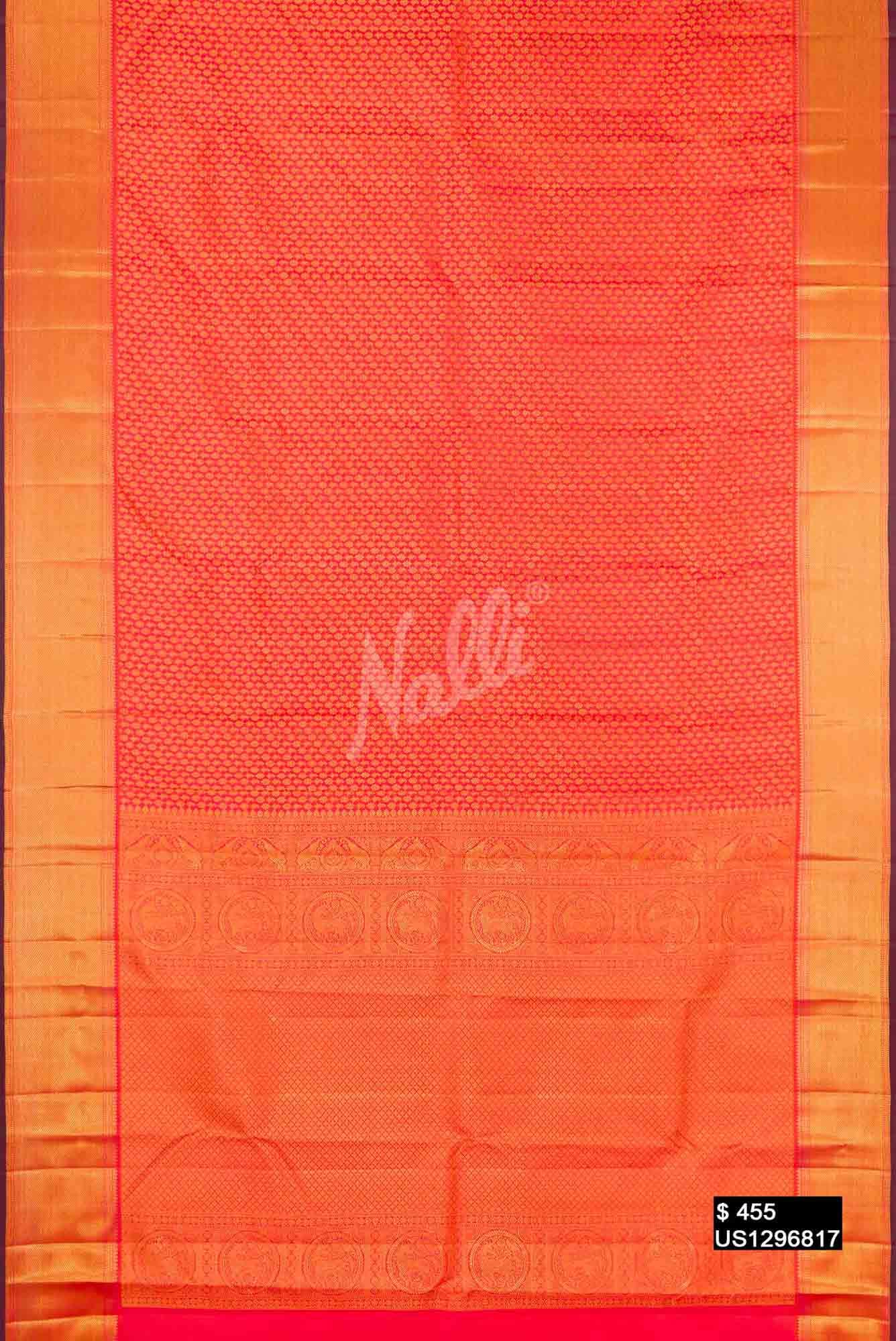 Coral Kanchipuram Silk Saree