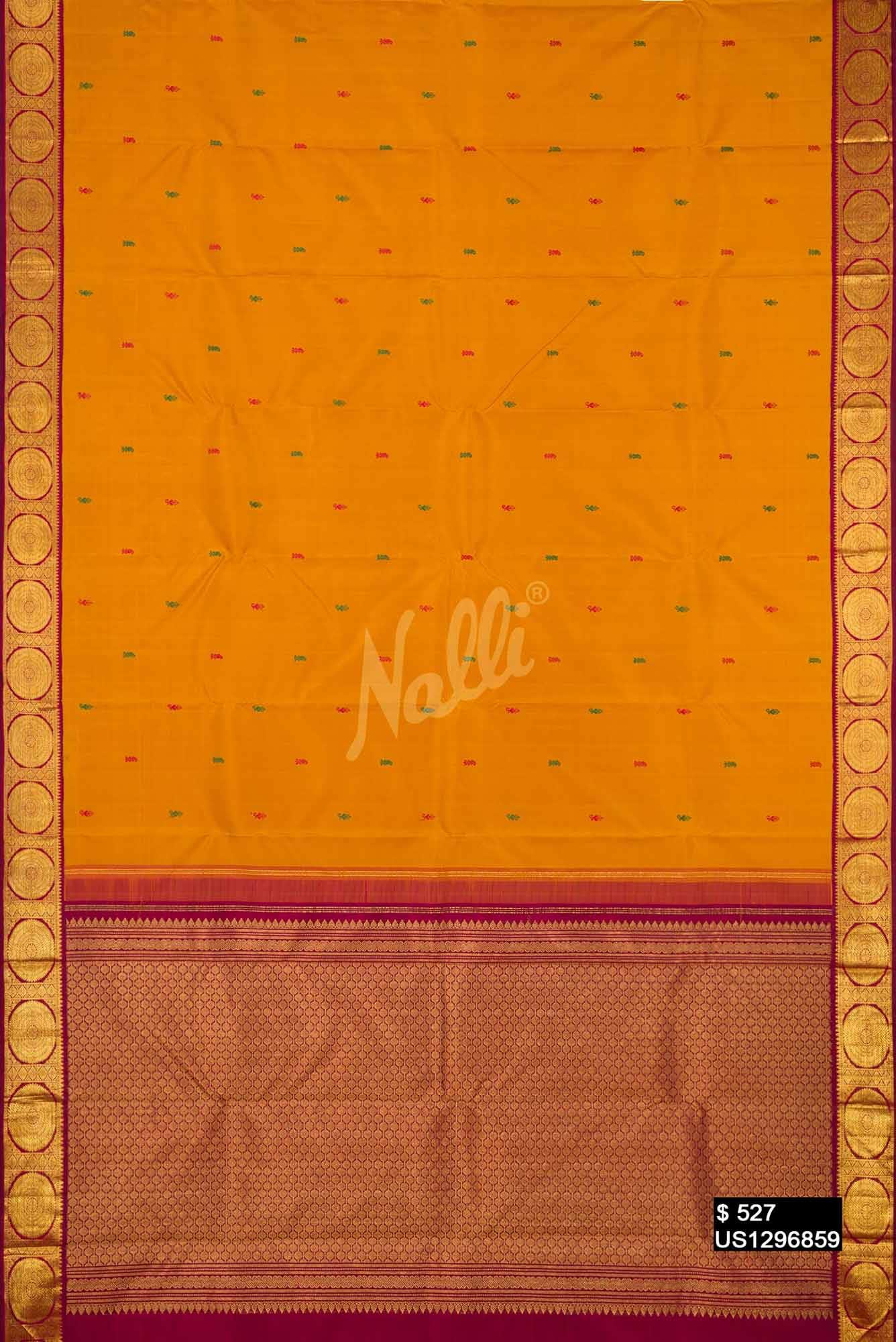 Mustard Kanchipuram Silk Saree