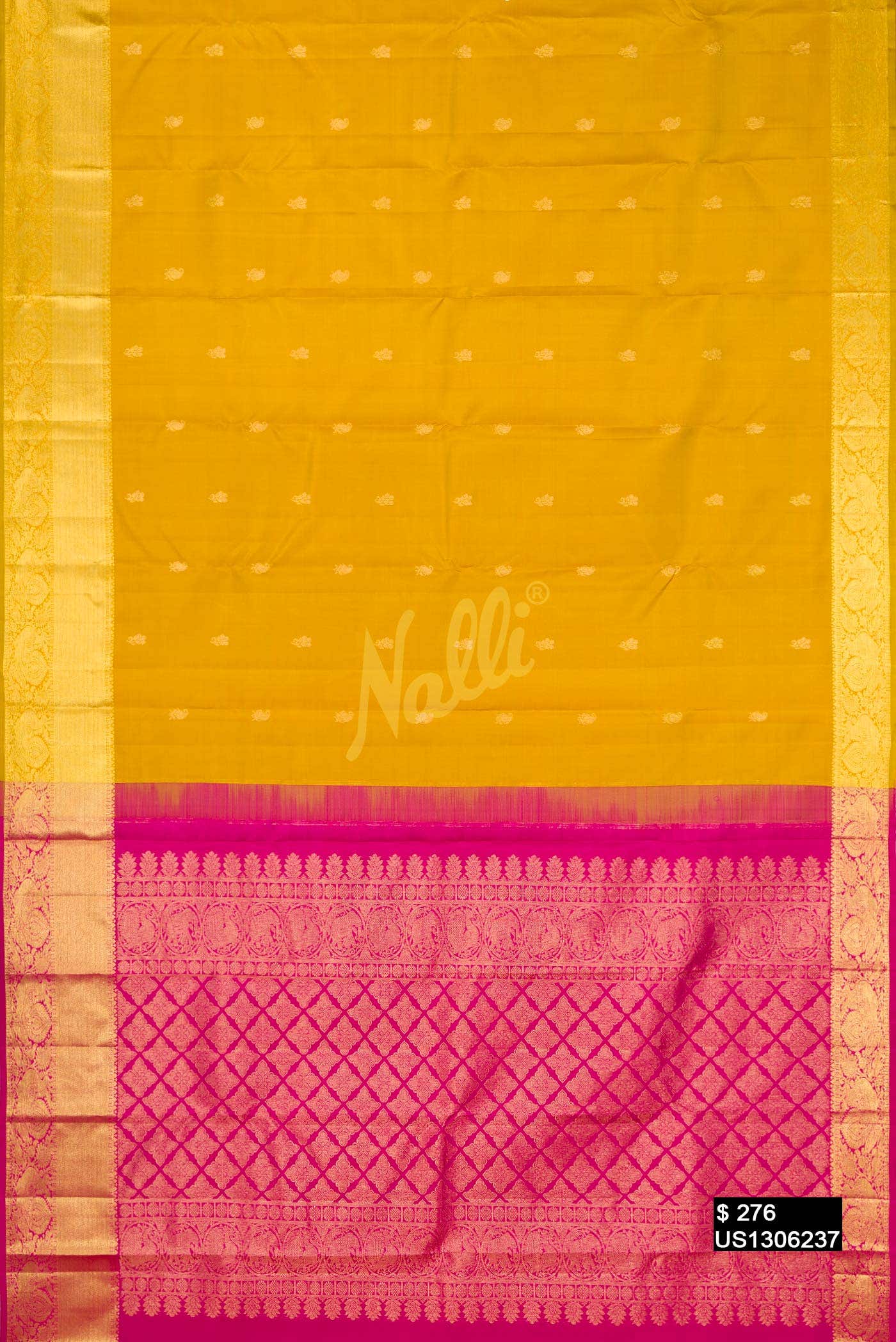 Mustard Kanchipuram Silk Saree