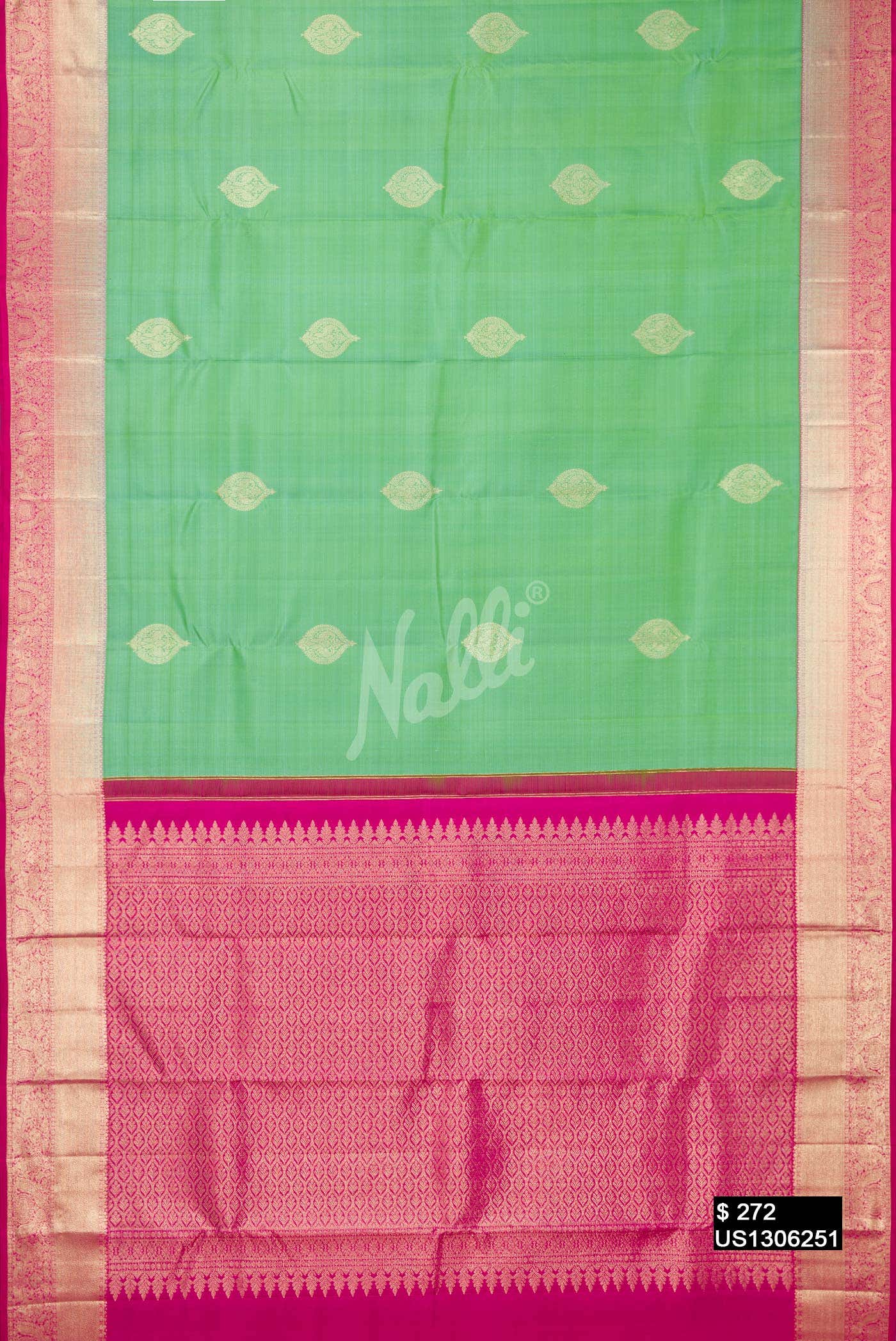 Pista Green Kanchipuram Silk Saree