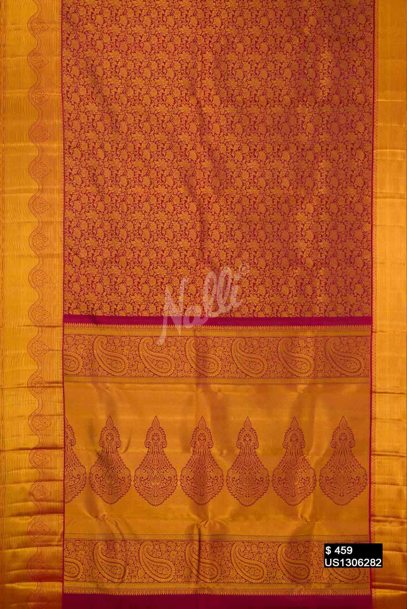 Maroon Kanchipuram Silk Saree