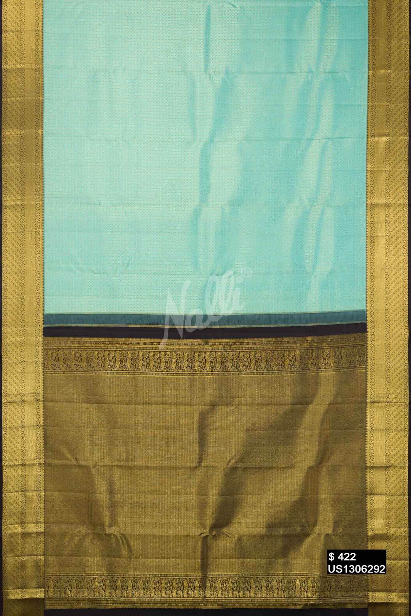 Sky Blue Kanchipuram Silk Saree