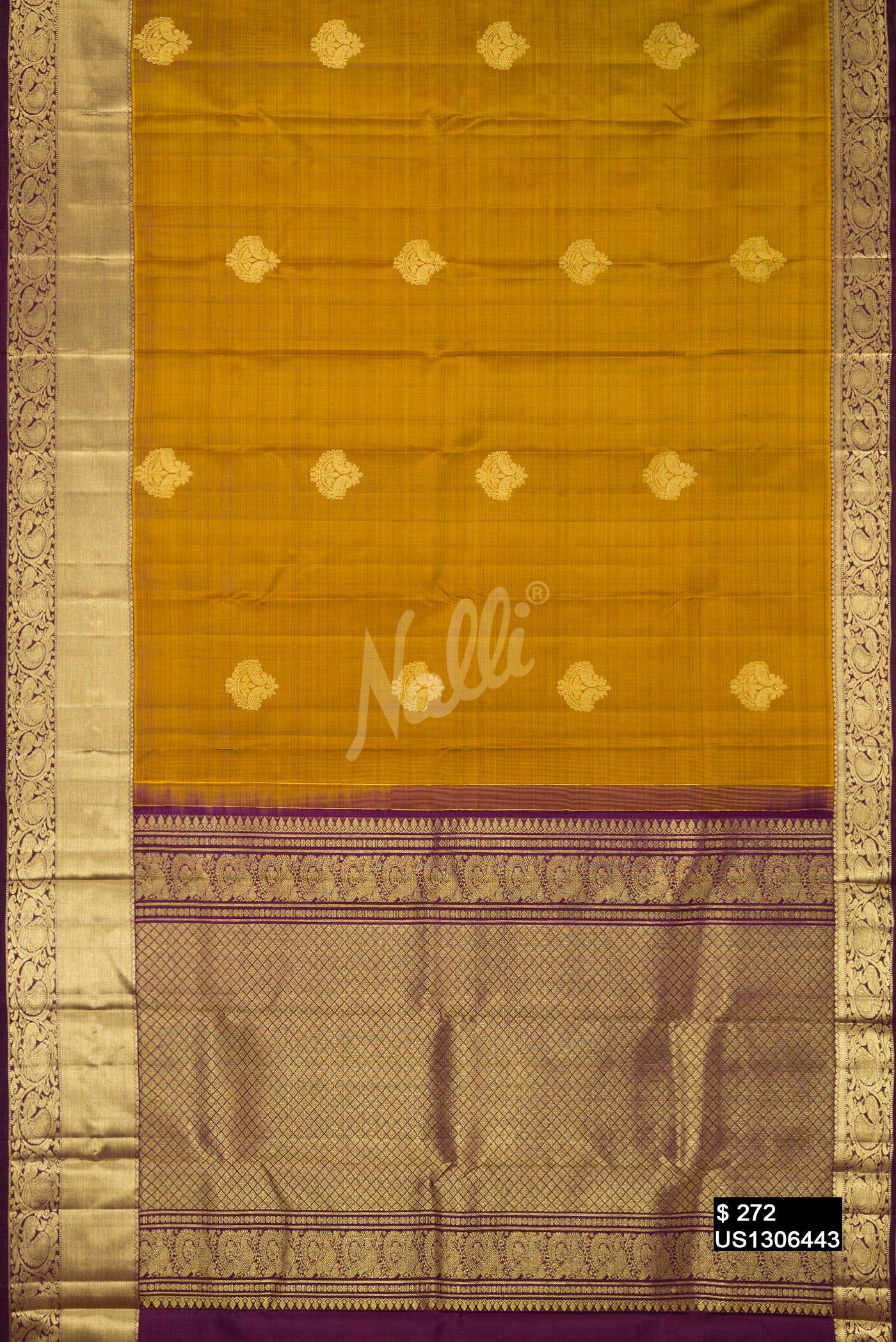 Mustard Kanchipuram Silk Saree