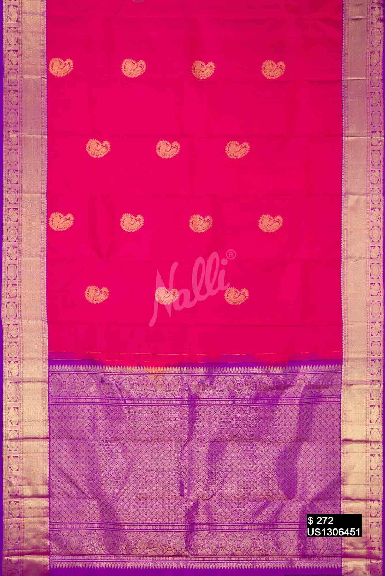 Dark Pink Kanchipuram Silk Saree