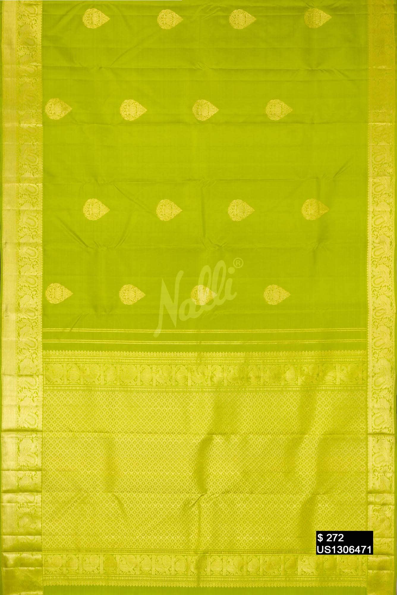 Parrot Green Kanchipuram Silk Saree