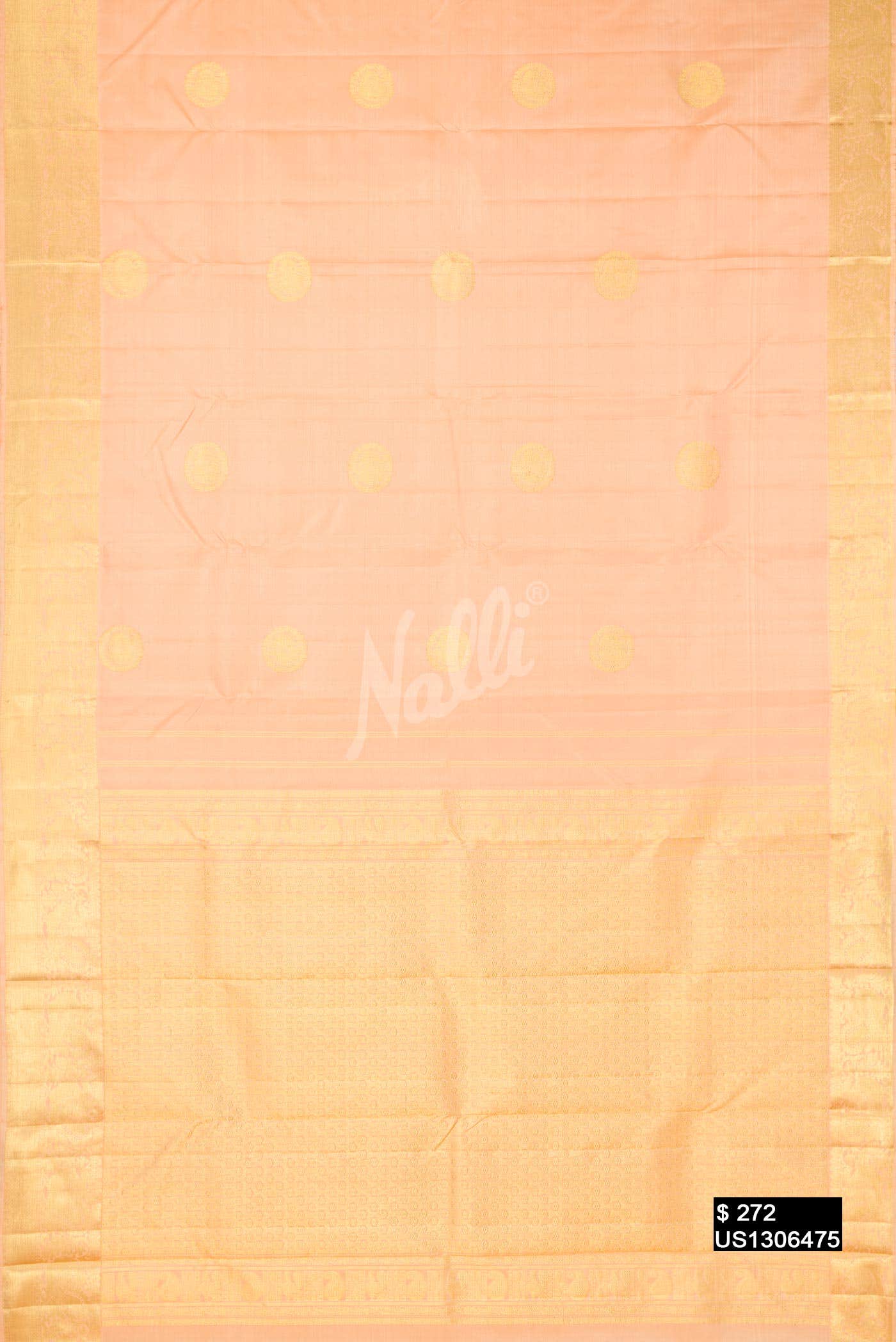 Golden Peach Kanchipuram Silk Saree