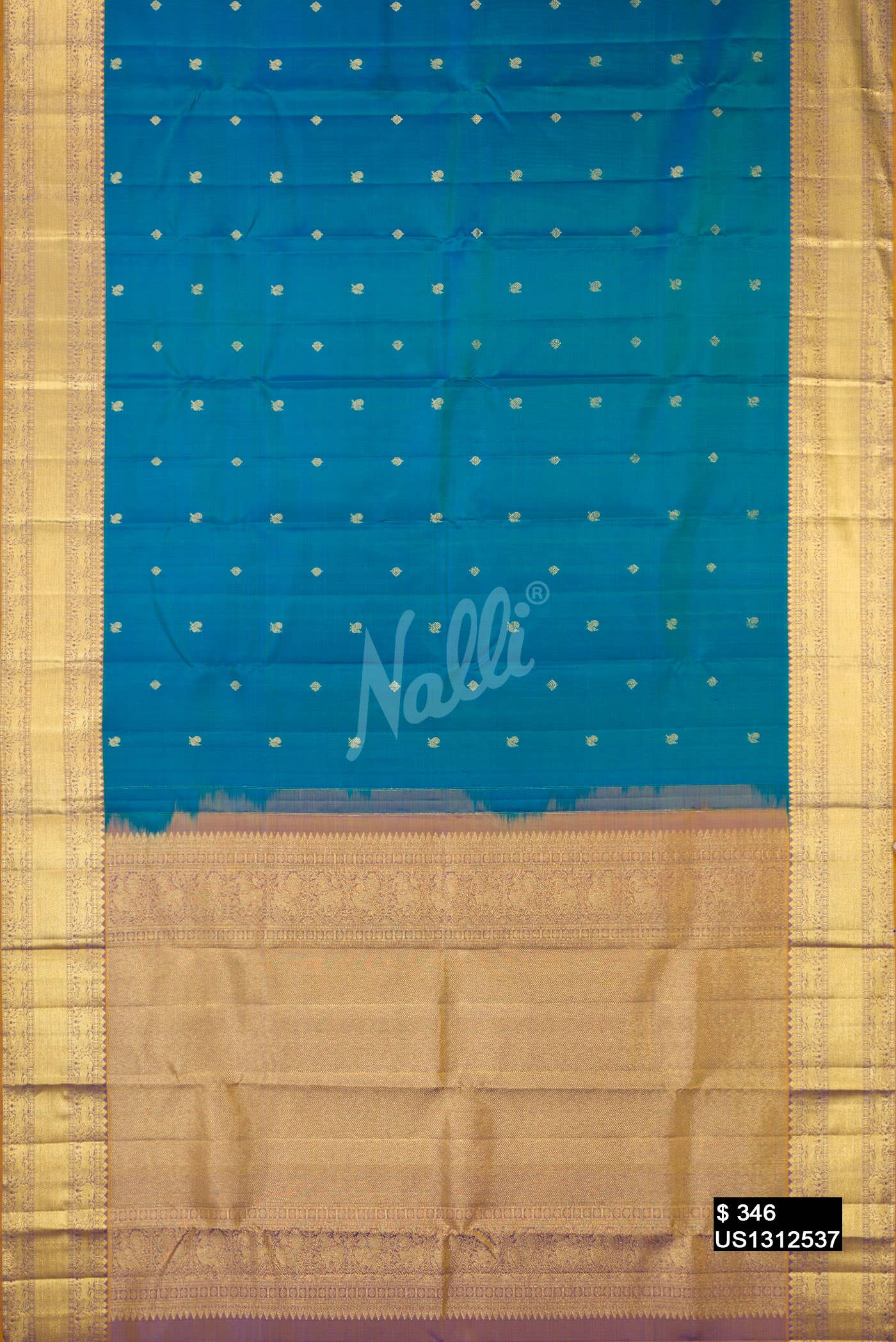 Peacock Blue Kanchipuram Silk Saree