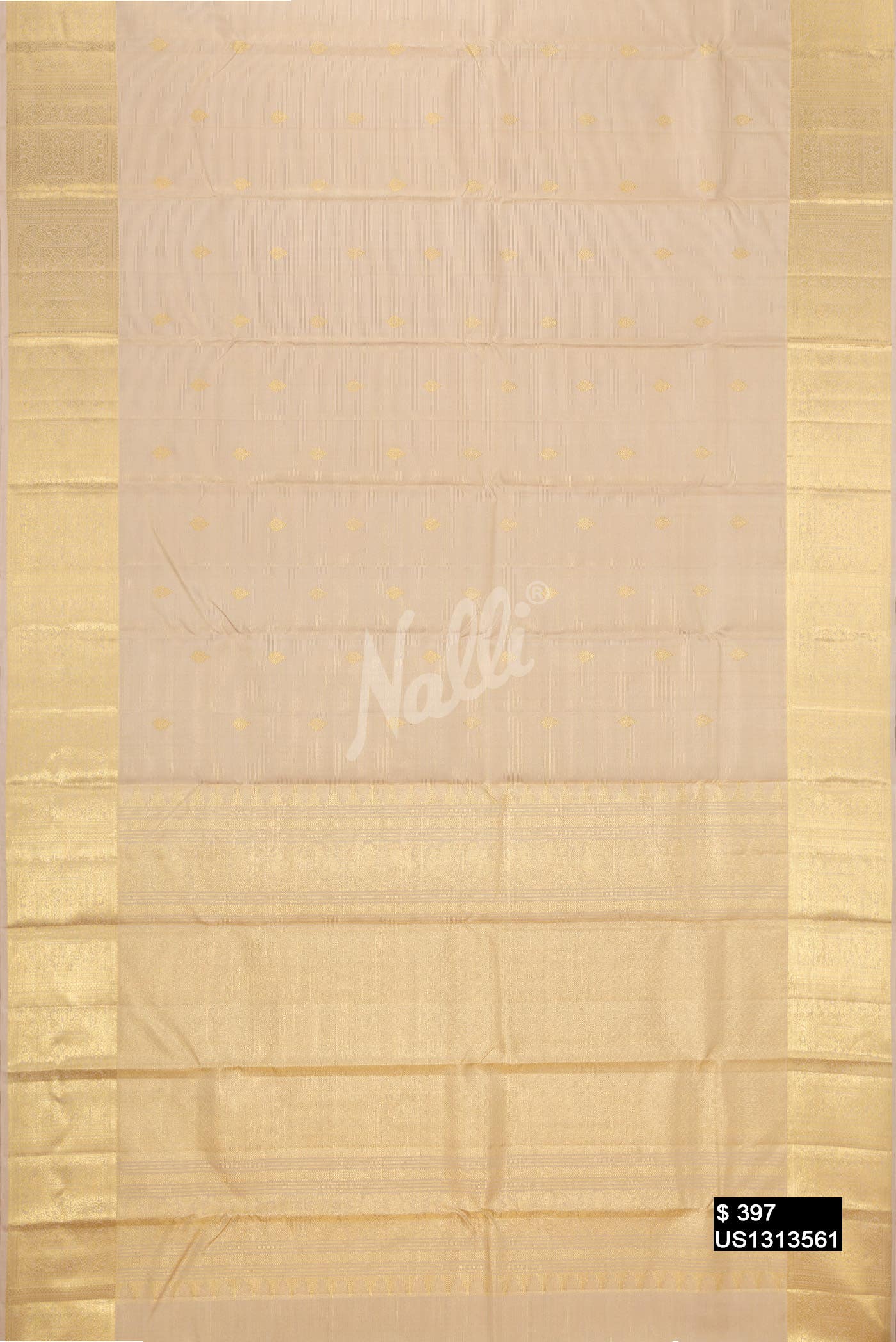 Beige Kanchipuram Silk Saree