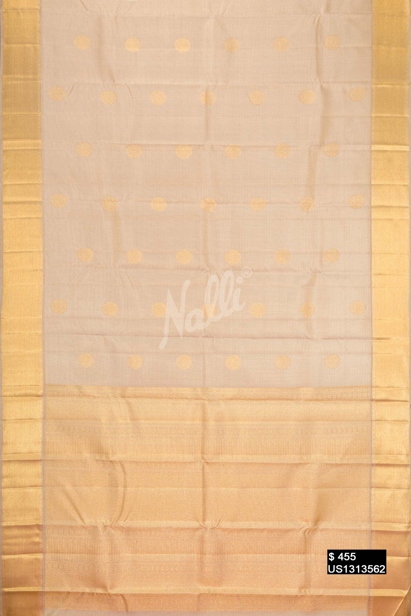 Beige Kanchipuram Silk Saree