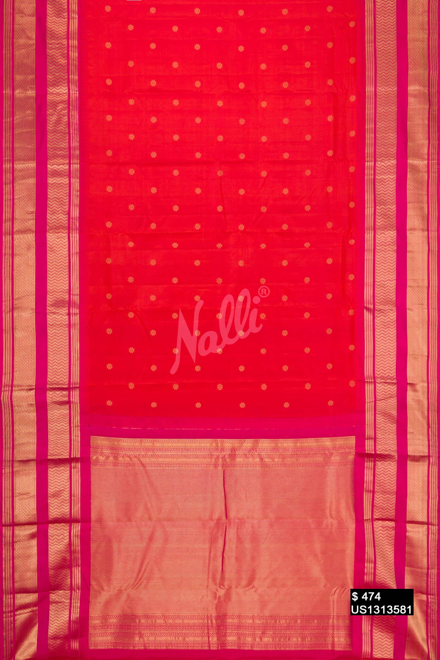 Brick Orange Kanchipuram Silk Saree