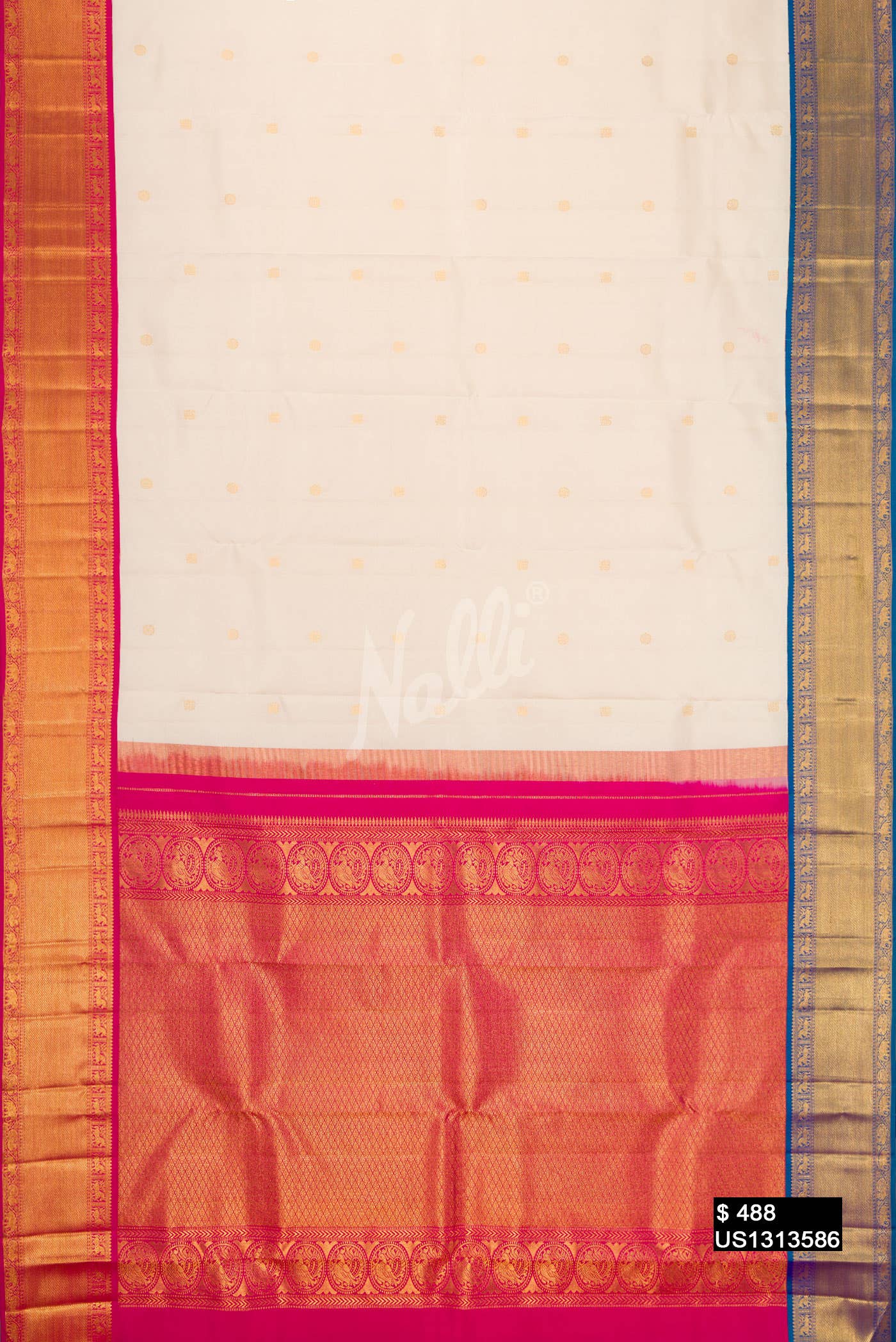 Cream Kanchipuram Silk Saree