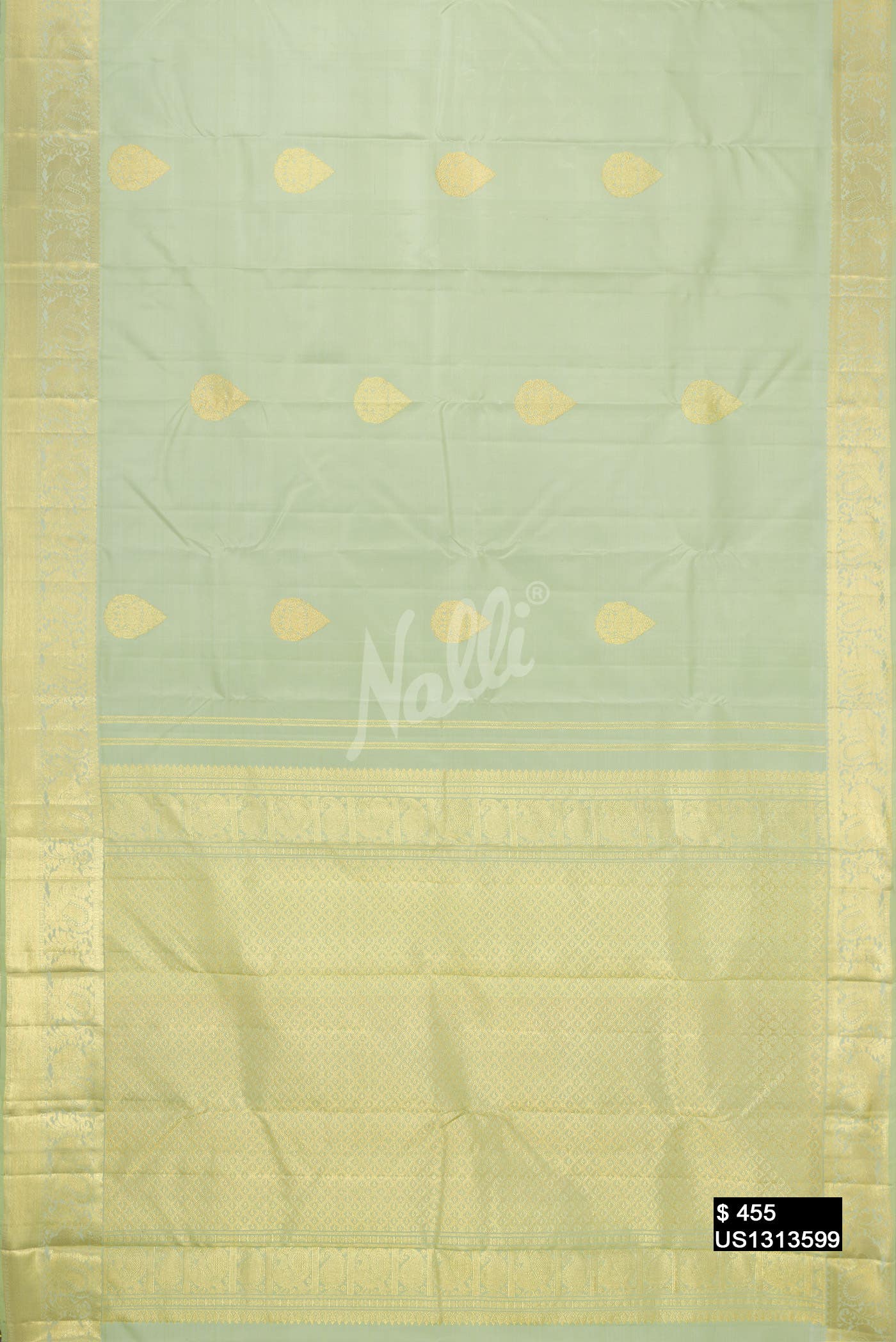 Pista Green Kanchipuram Silk Saree