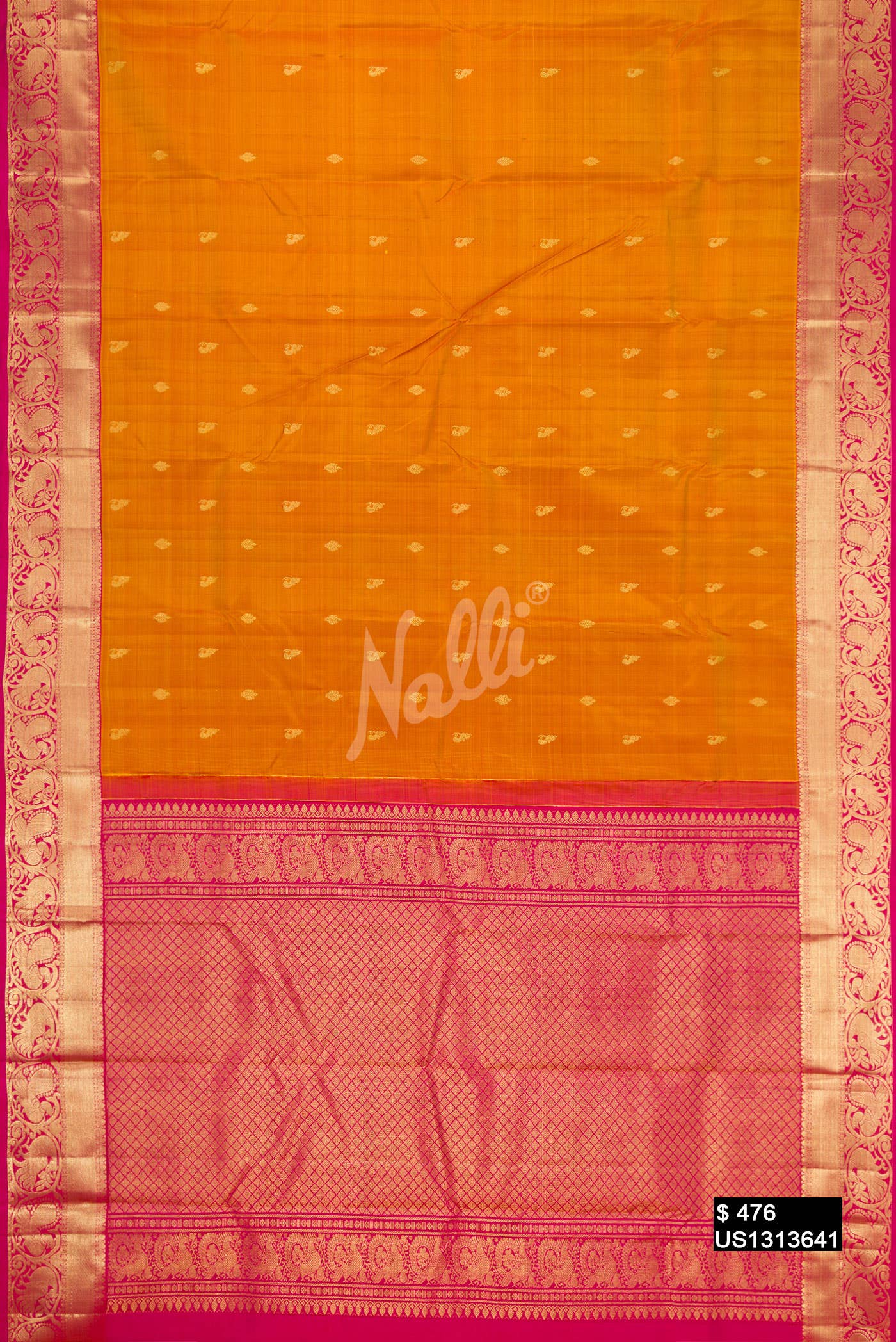 Mustard Kanchipuram Silk Saree