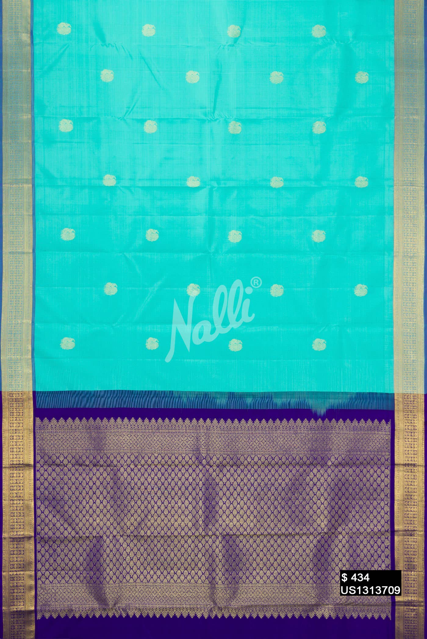 Sea Green Kanchipuram Silk Saree
