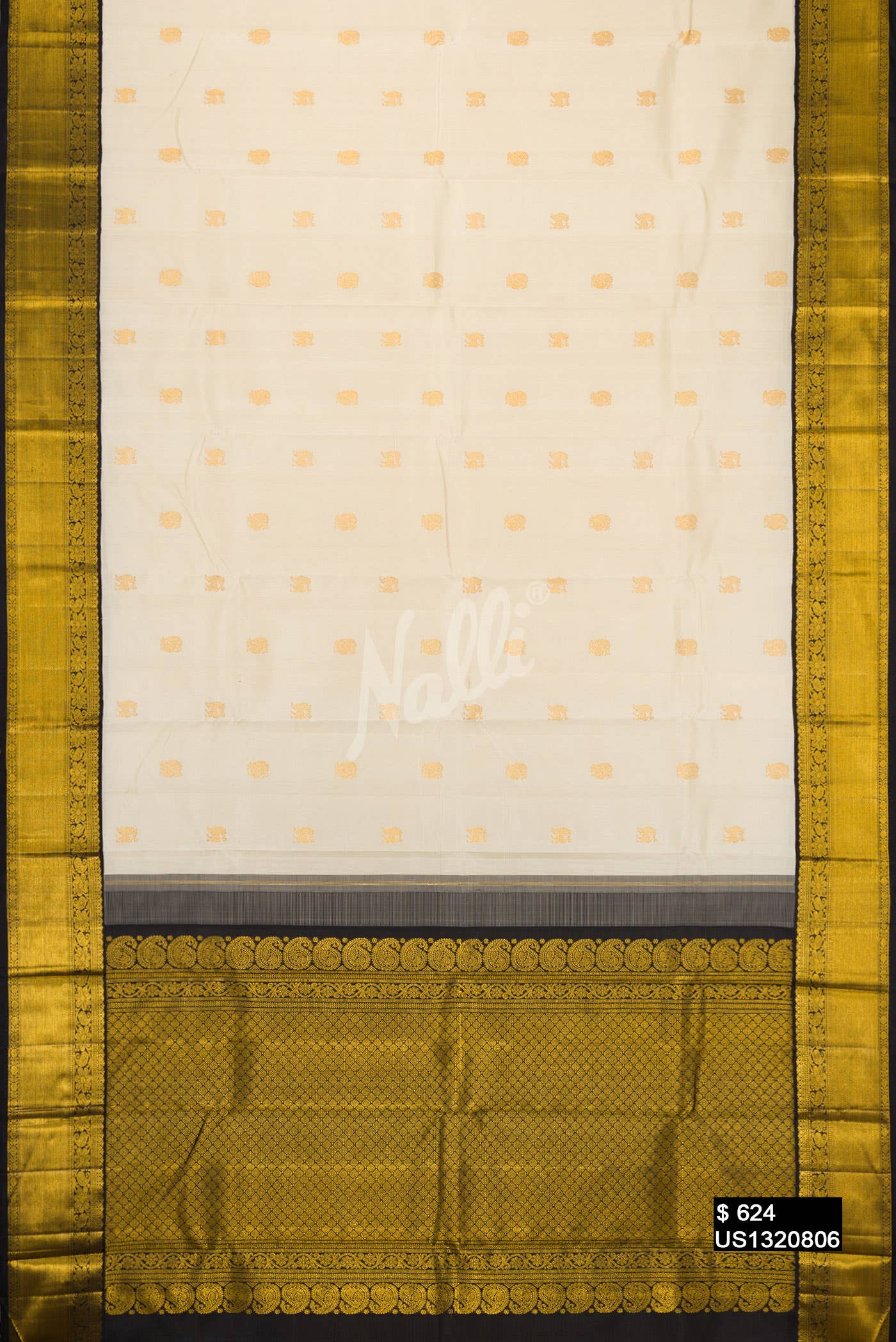 Off White Kanchipuram Silk Saree