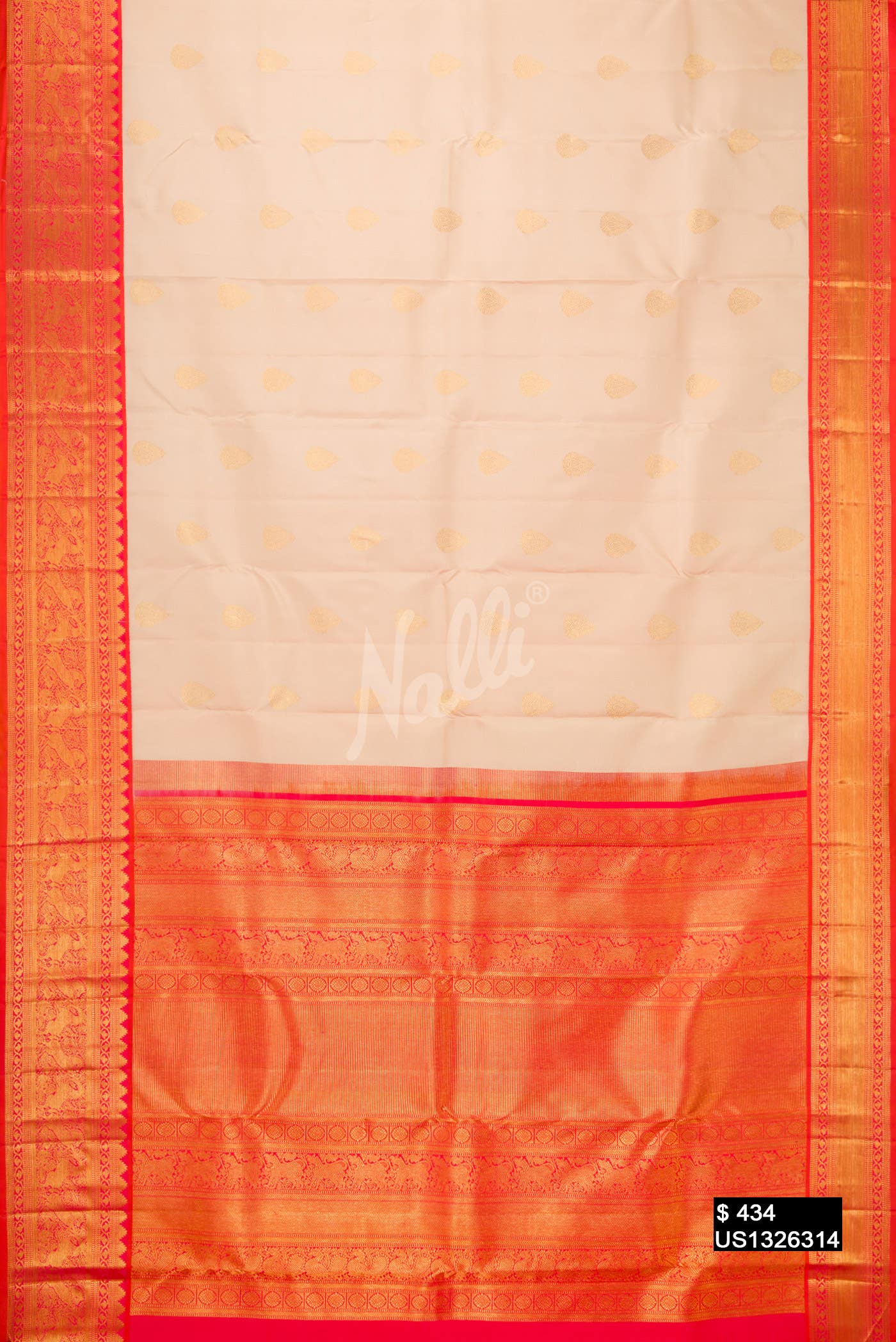 Cream Kanchipuram Silk Saree