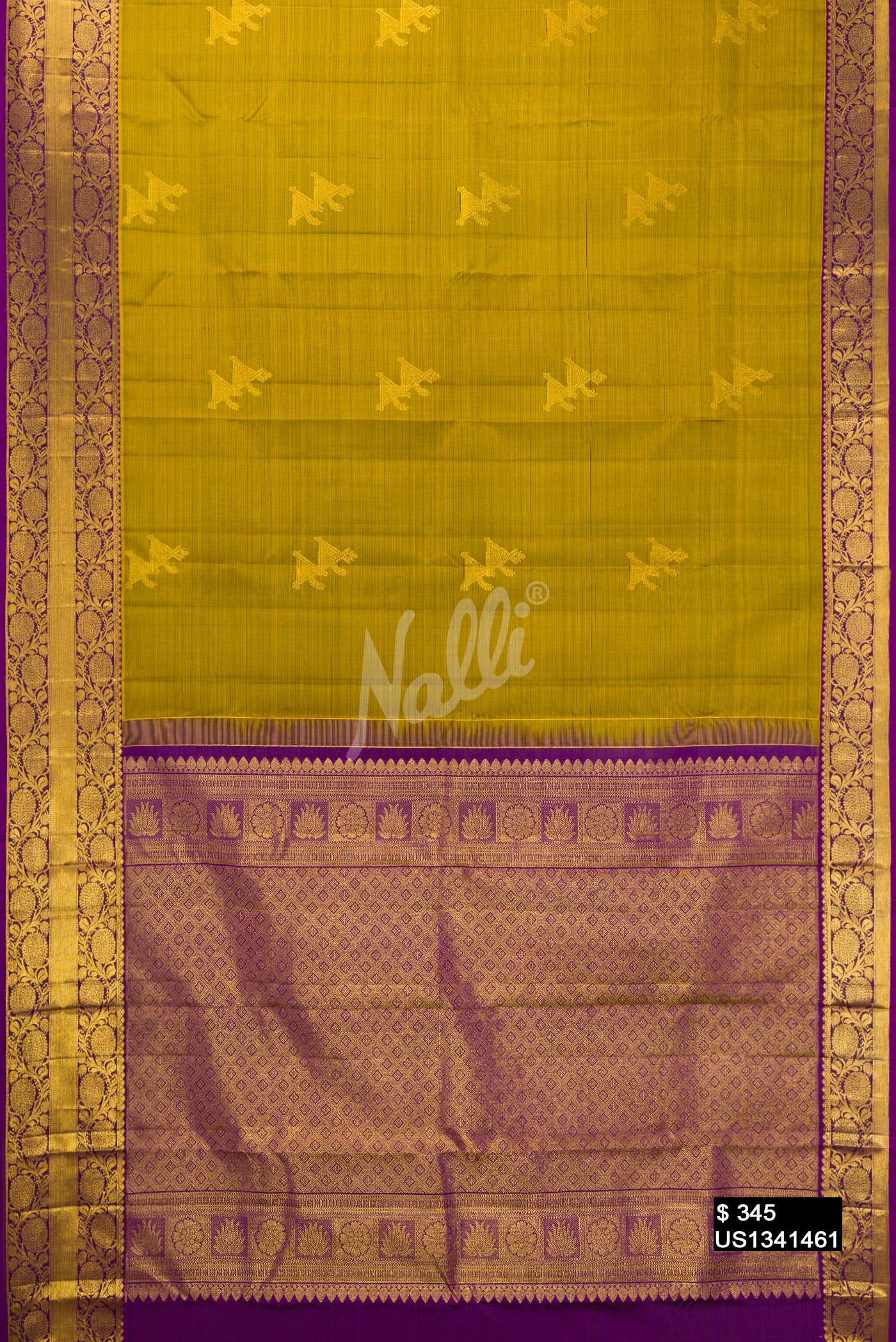 Mehandi Green Kanchipuram Silk Saree