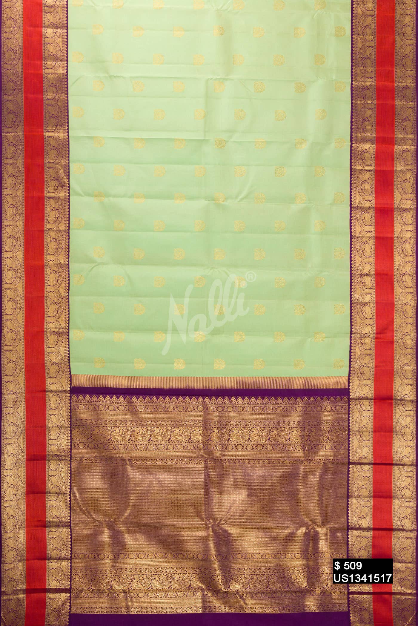 Pista Green Kanchipuram Silk Saree