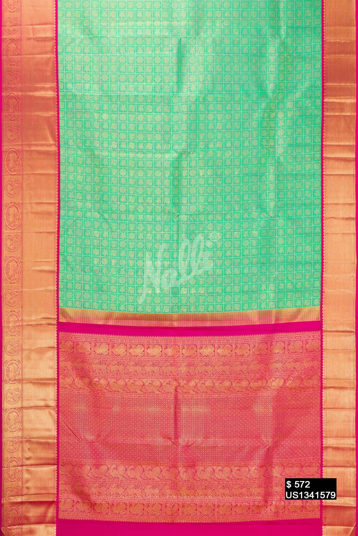 Sea Green Kanchipuram Silk Saree