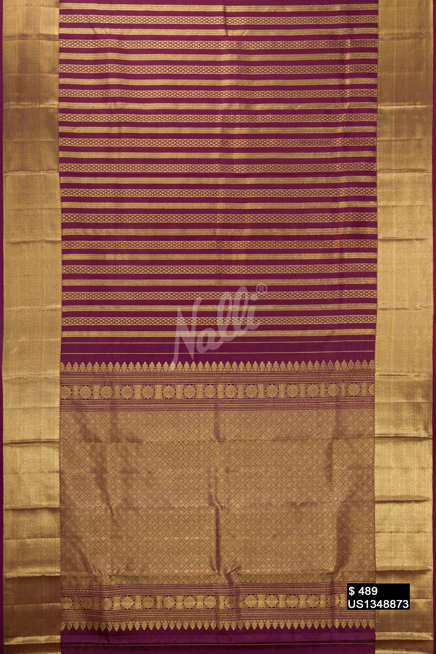 Burgundy Kanchipuram Silk Saree