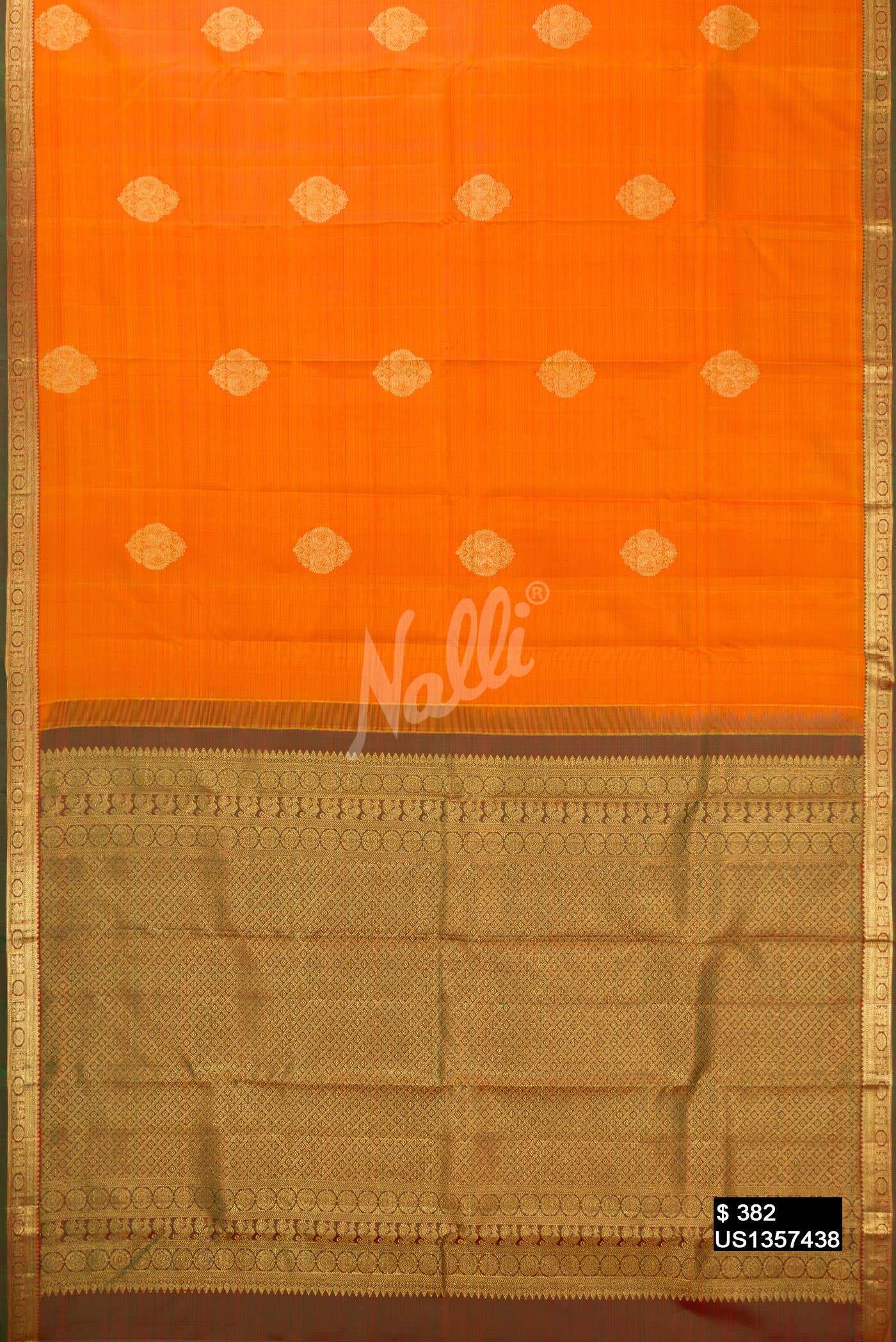 Orange Kanchipuram Silk Saree