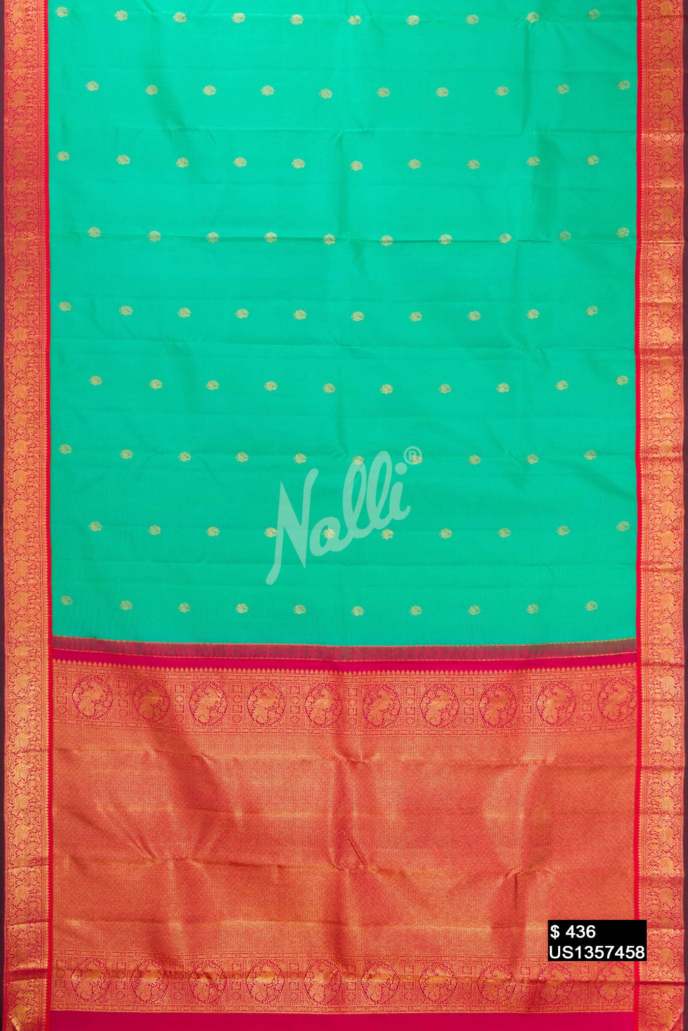Sea Green Kanchipuram Silk Saree
