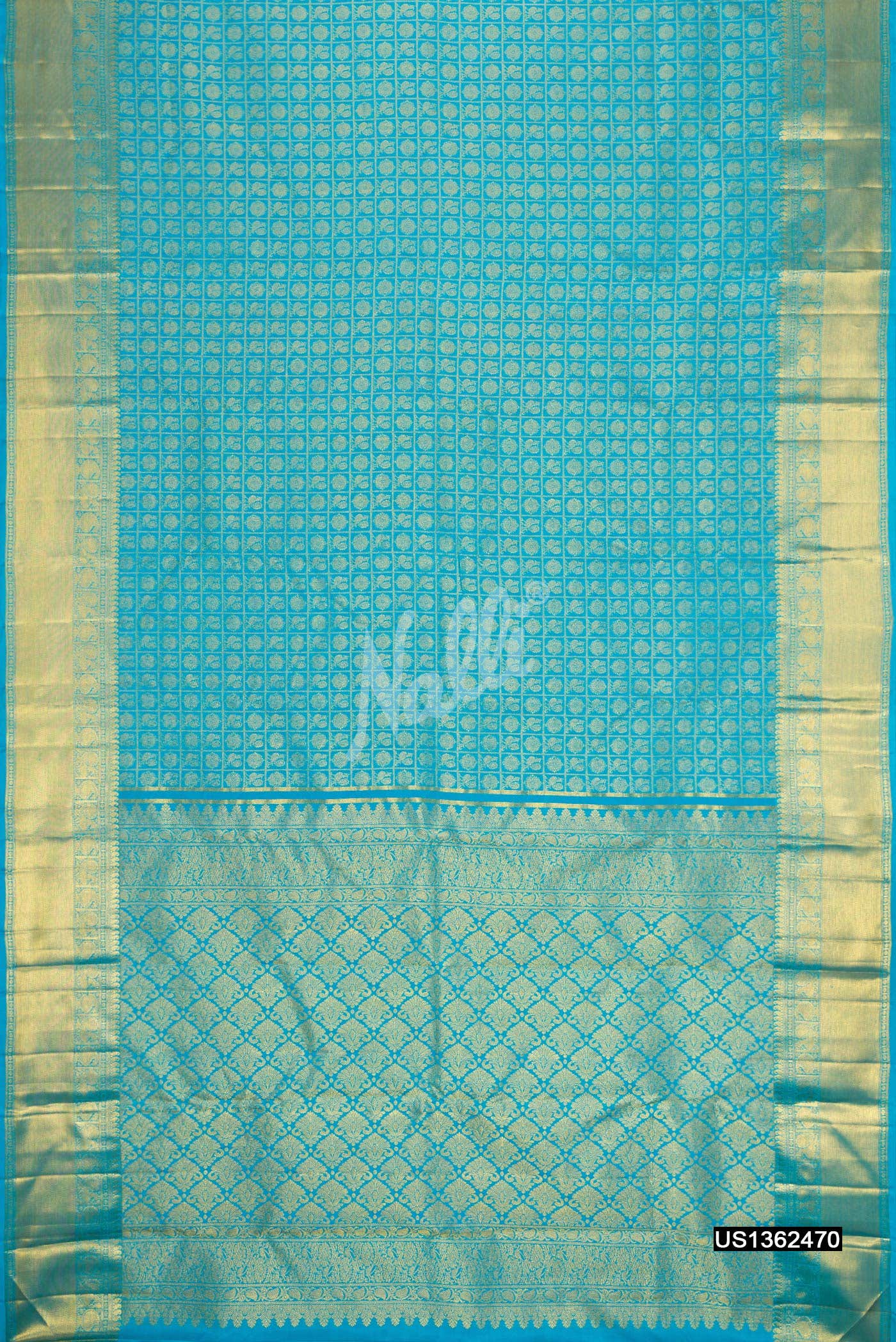 Sky Blue Kanchipuram Silk Saree
