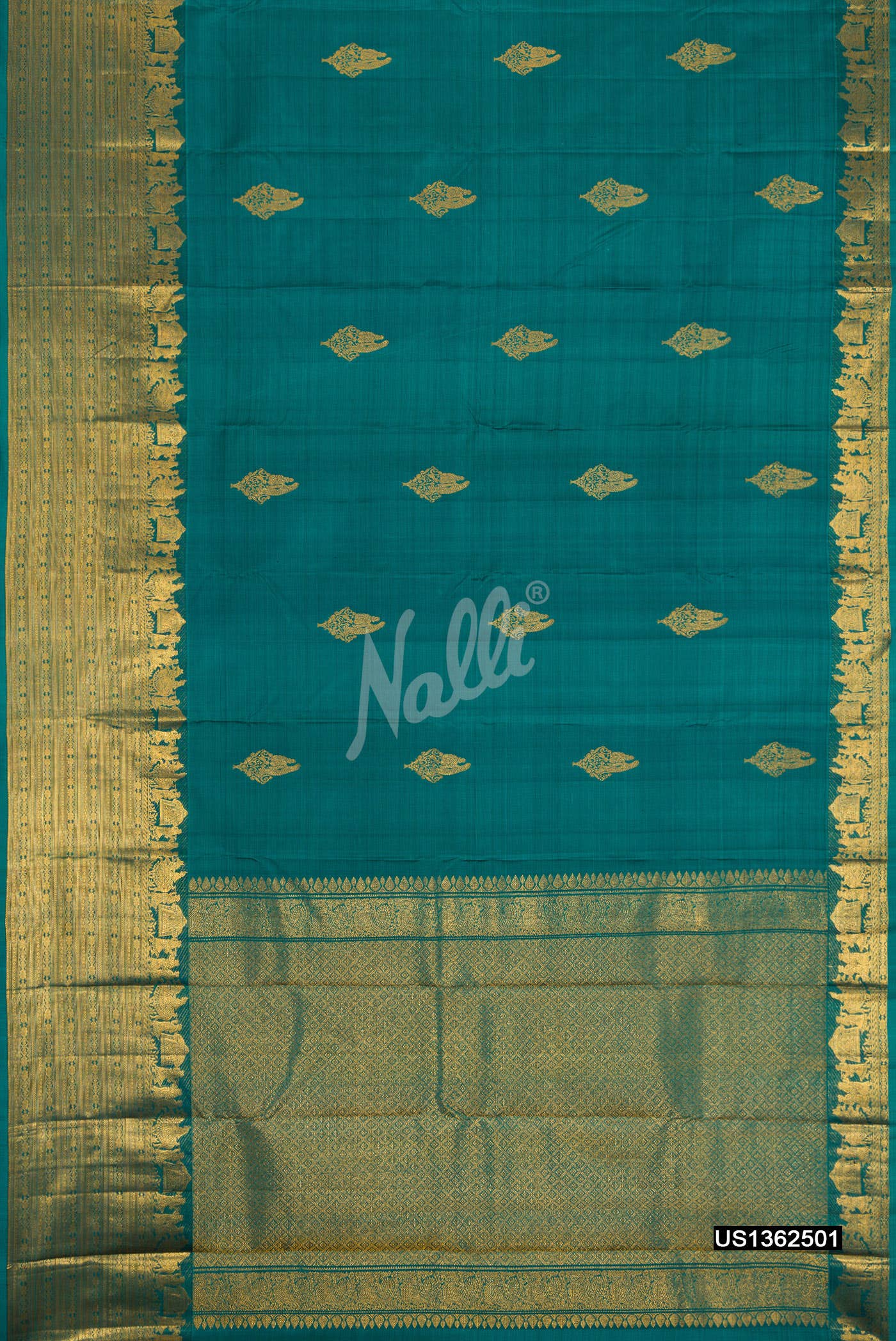 Peacock Blue Kanchipuram Silk Saree
