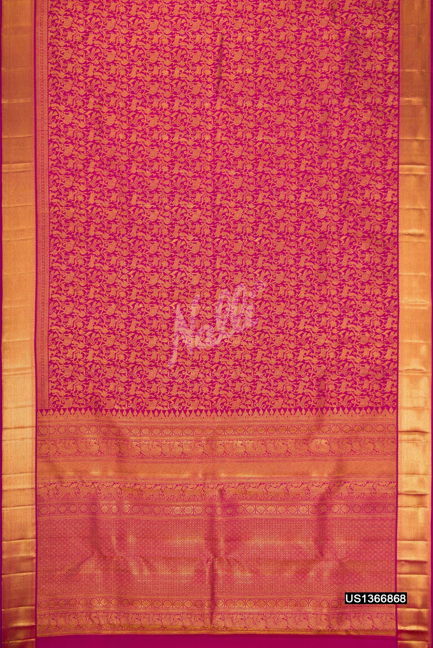 Dark Pink Kanchipuram Silk Saree