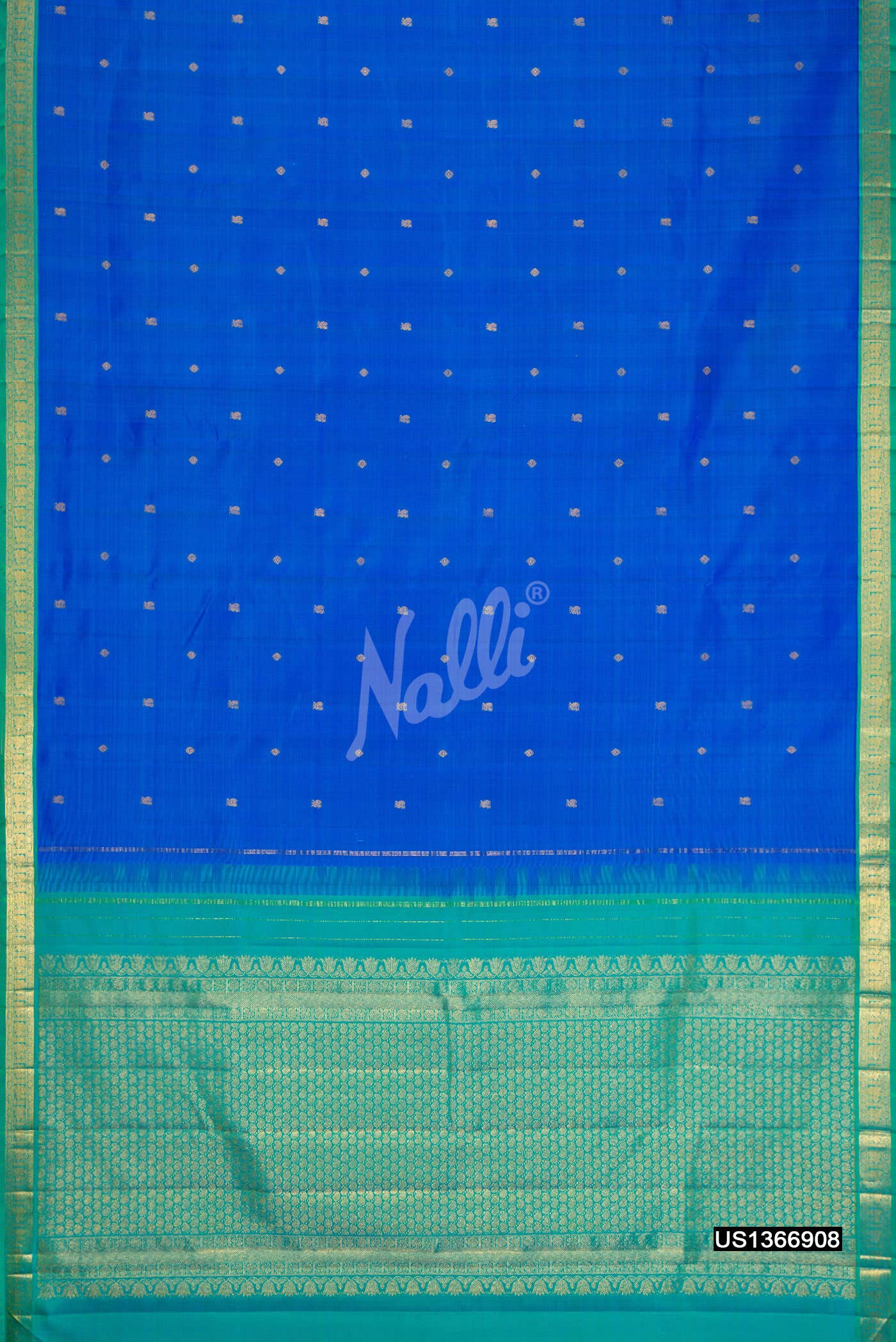 Peacock Blue Kanchipuram Silk Saree