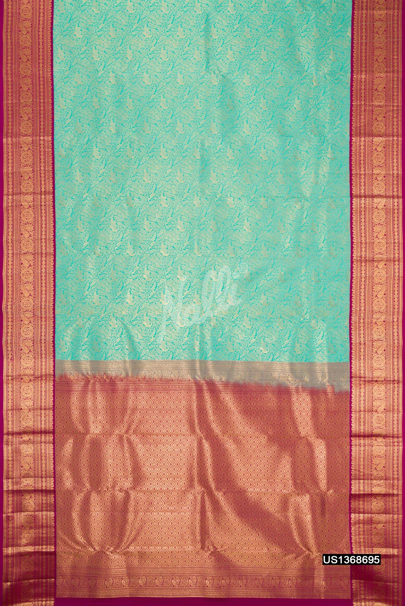 Sea Green Kanchipuram Silk Saree