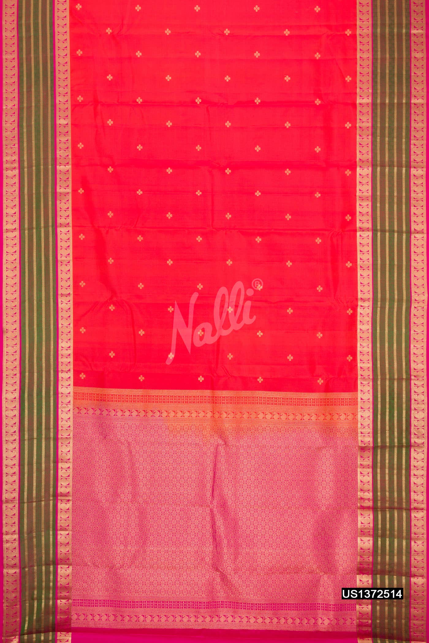 Brick Orange Kanchipuram Silk Saree