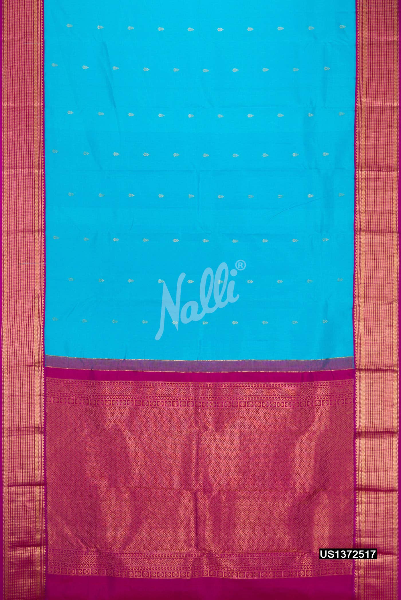 Sky Blue Kanchipuram Silk Saree