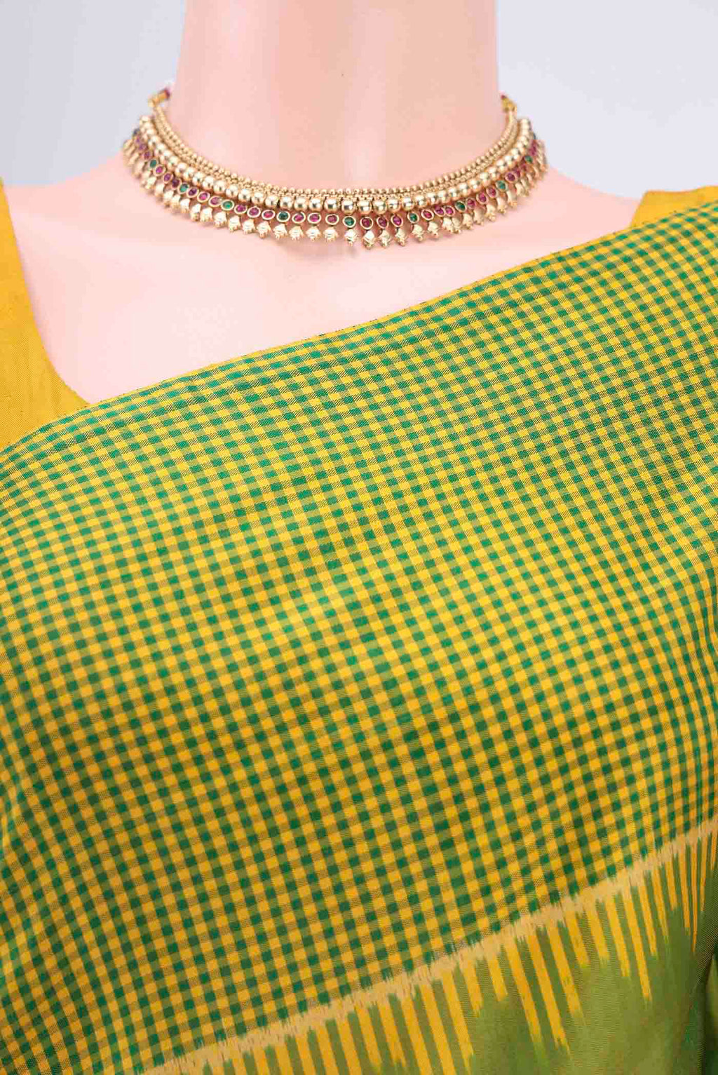 Border image of Light Green Rajkot Patola Silk Saree with Pure Ikat on the body and Zari Border
